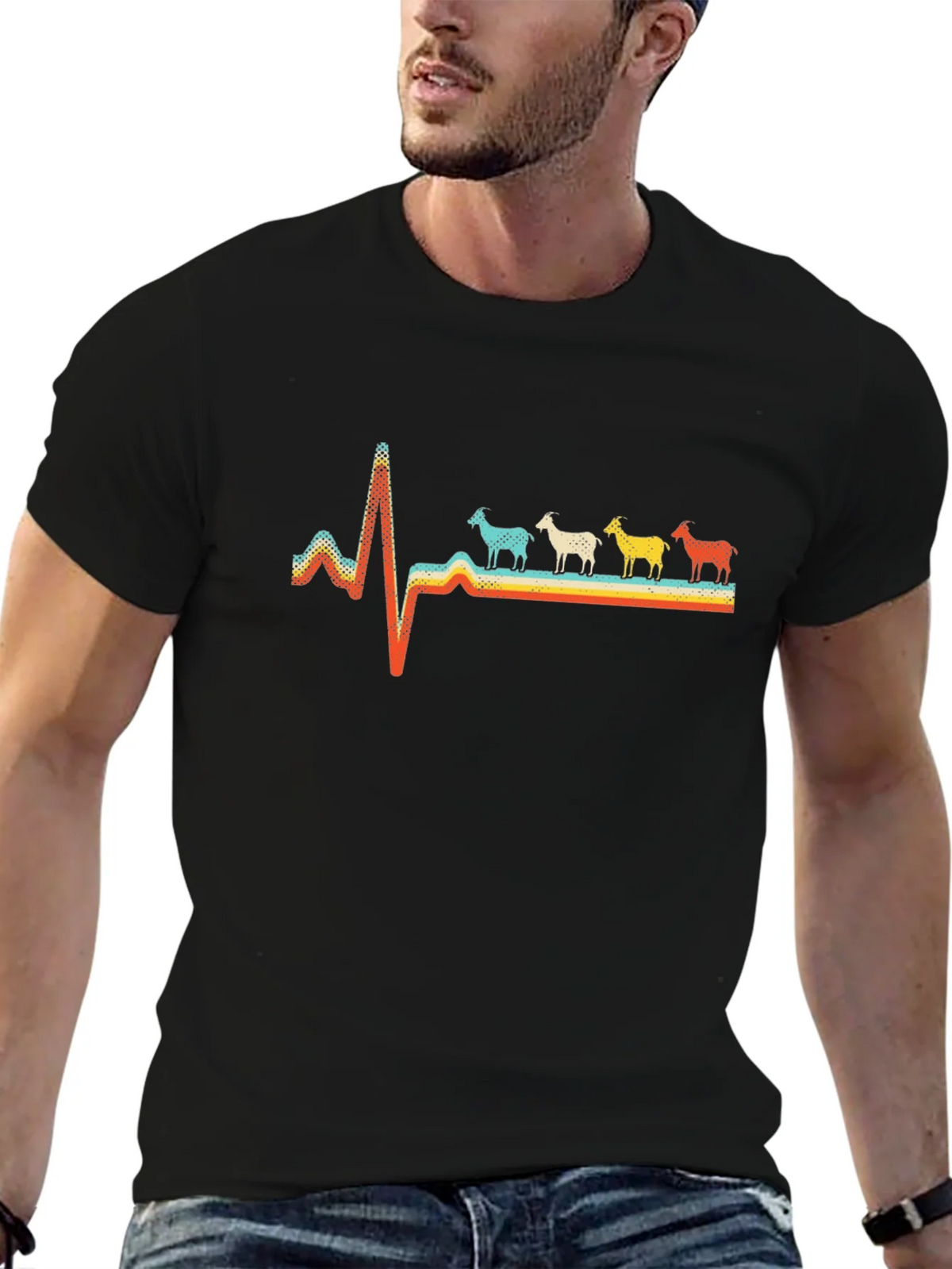 Goat Heartbeat Retro T-Shirt product image 6