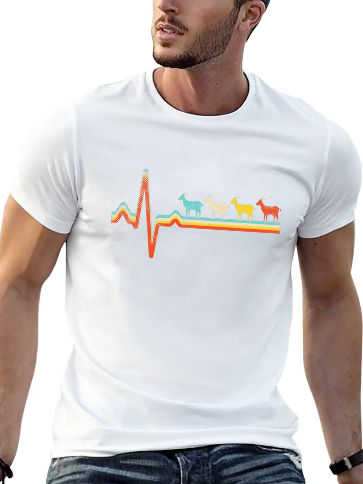Goat Heartbeat Retro T-Shirt product image 12