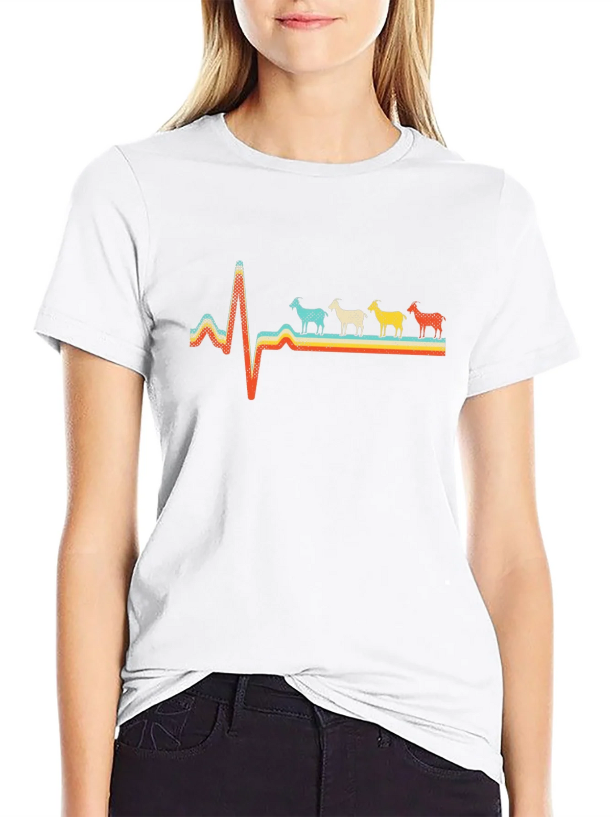 Goat Heartbeat Retro T-Shirt product image 8