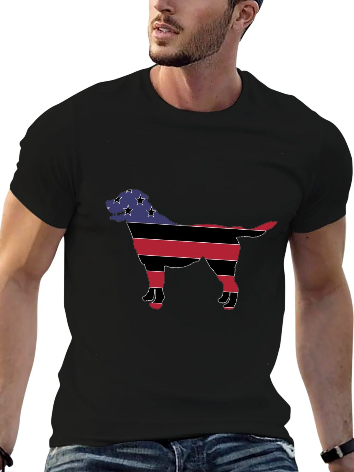 Patriotic Dog Silhouette T-Shirt - Black product image 6