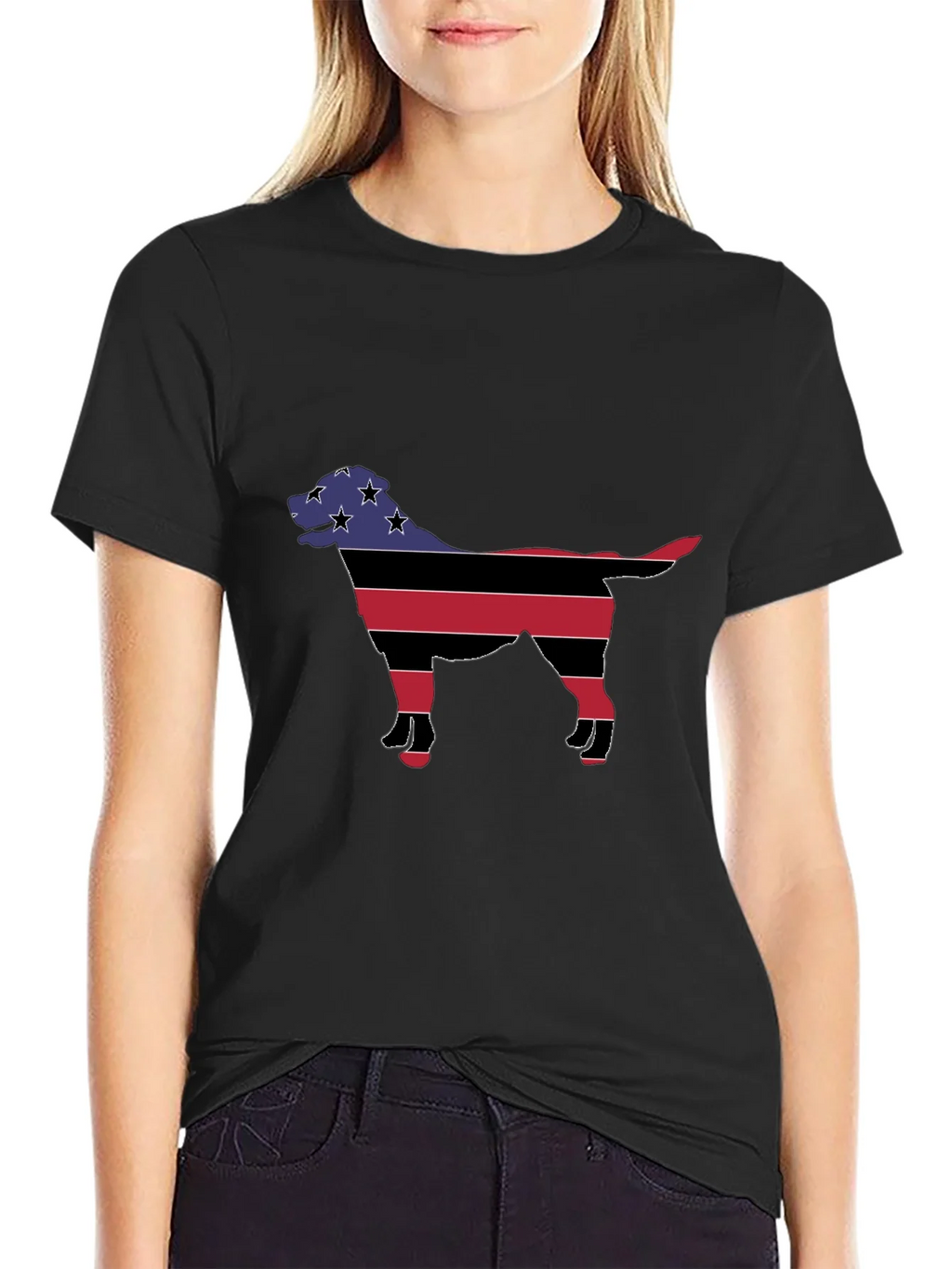 Patriotic Dog Silhouette T-Shirt - Black product image 2