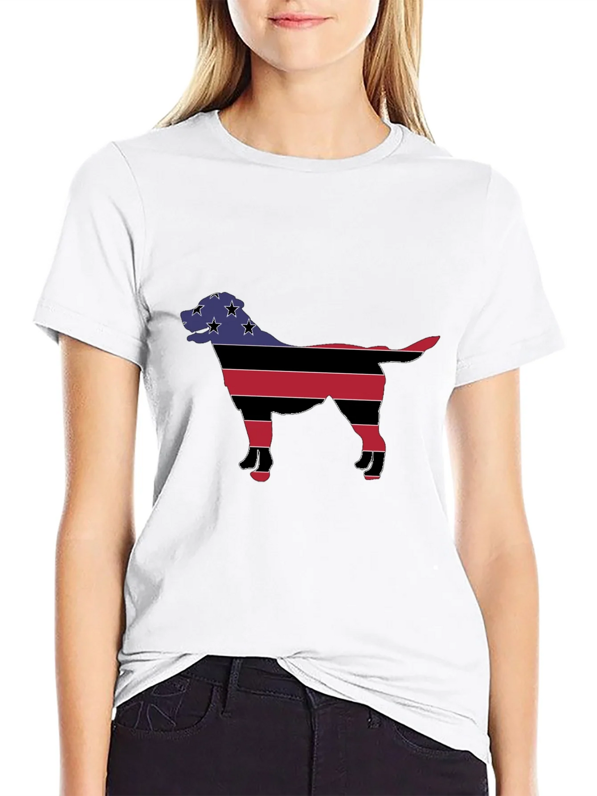 Patriotic Dog Silhouette T-Shirt - Black product image 8