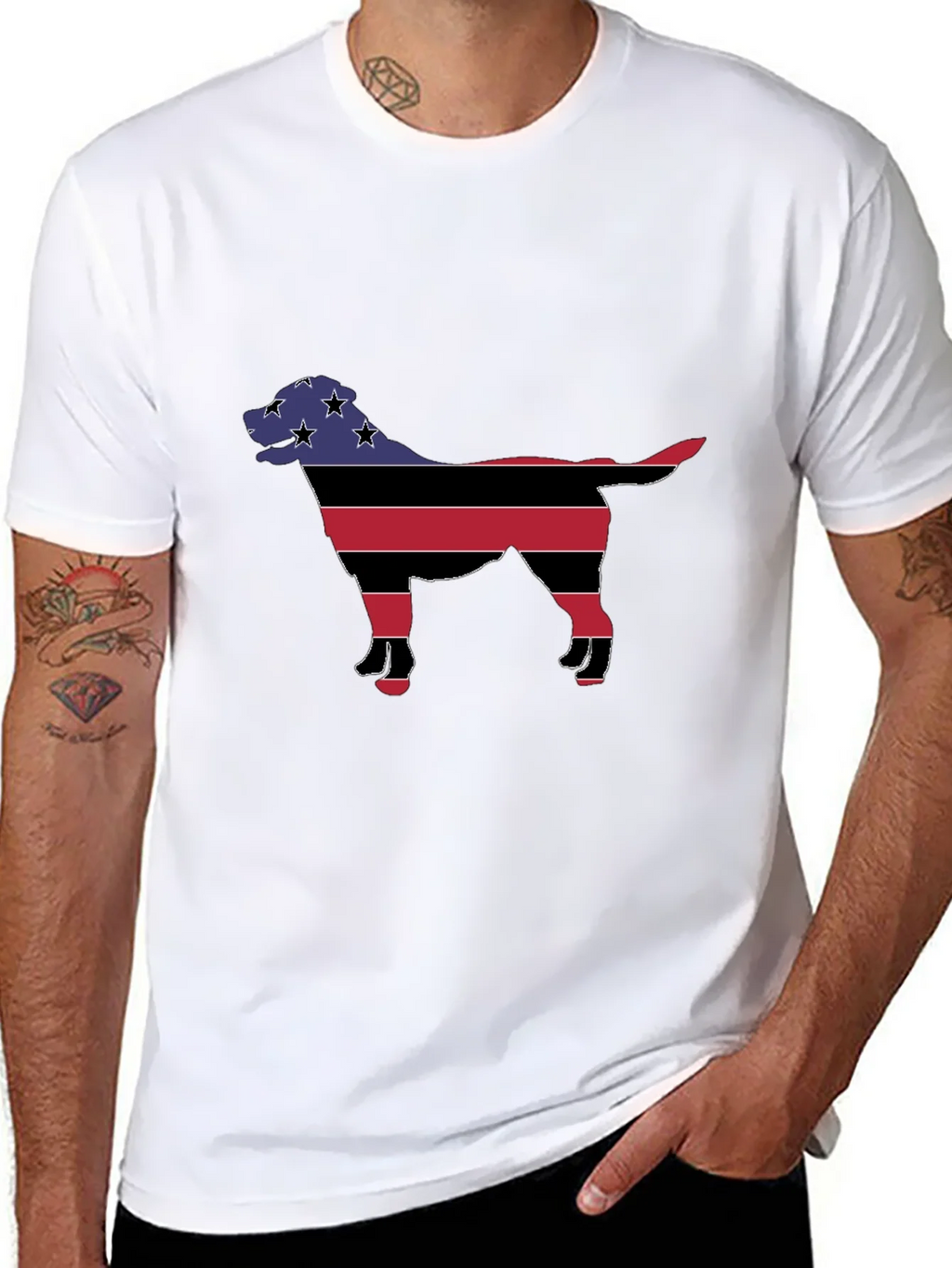 Patriotic Dog Silhouette T-Shirt - Black product image 7