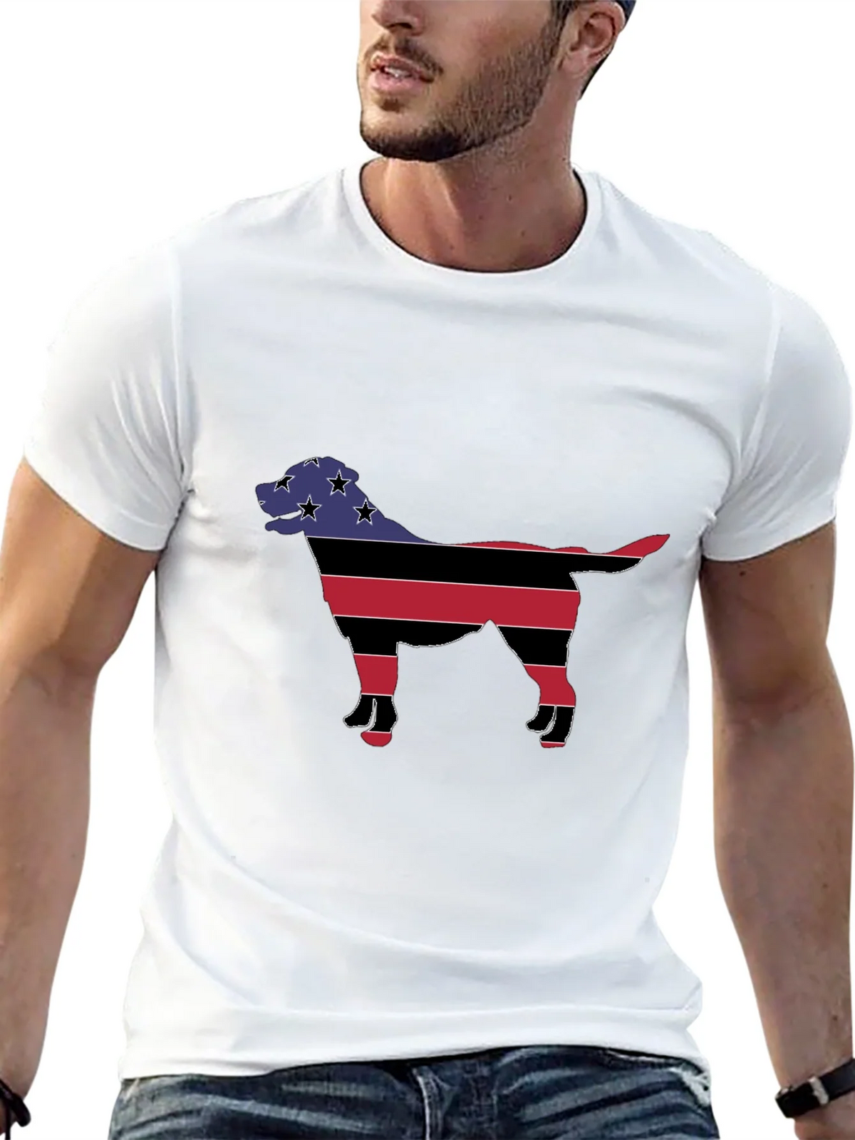 Patriotic Dog Silhouette T-Shirt - Black product image 12
