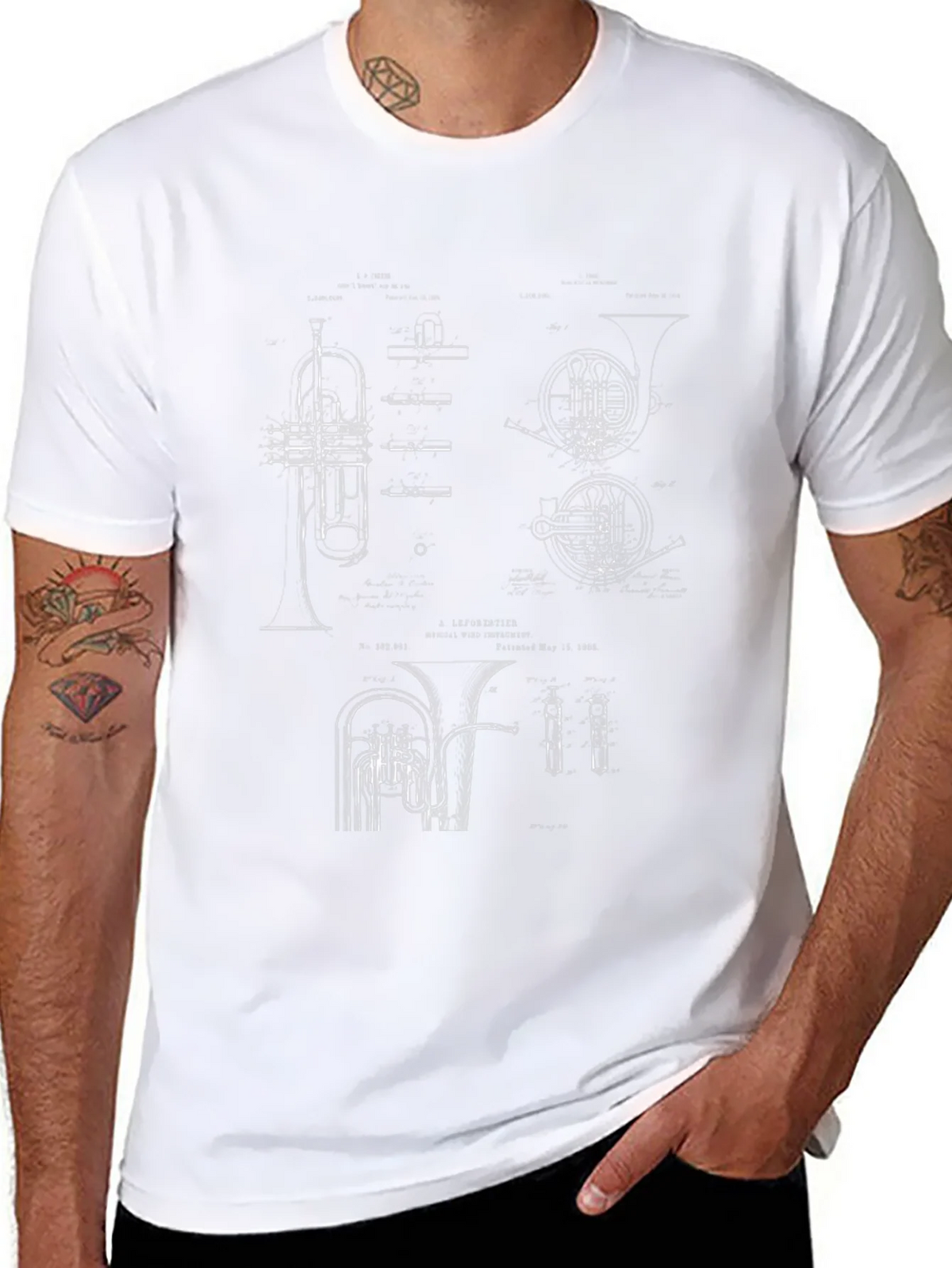 Musical Instrument Blueprint Graphic Tee product image 7