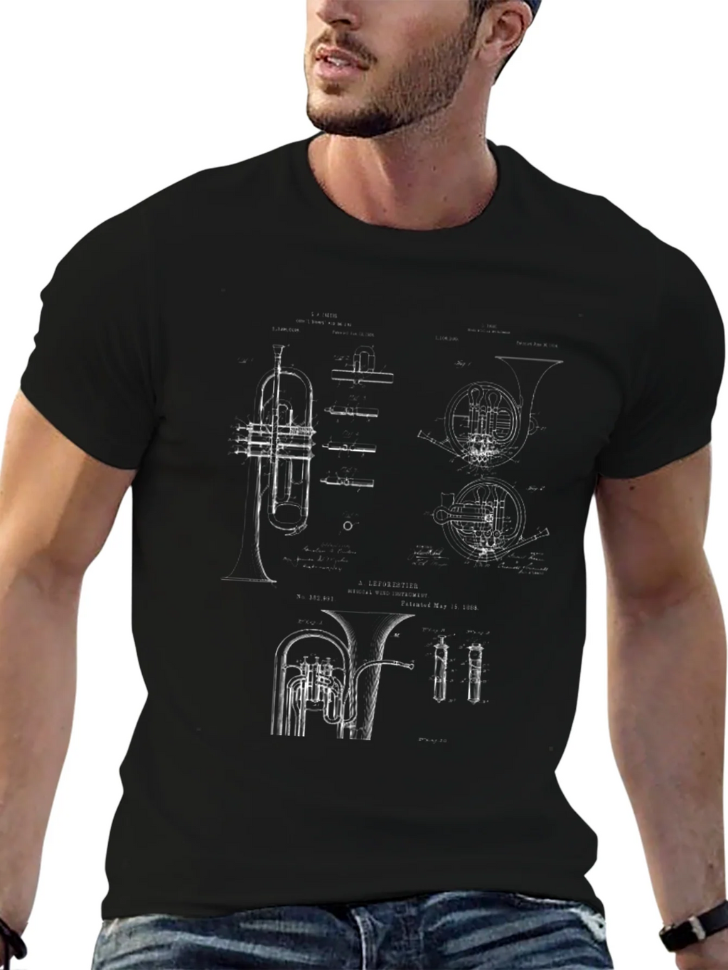 Musical Instrument Blueprint Graphic Tee product image 6
