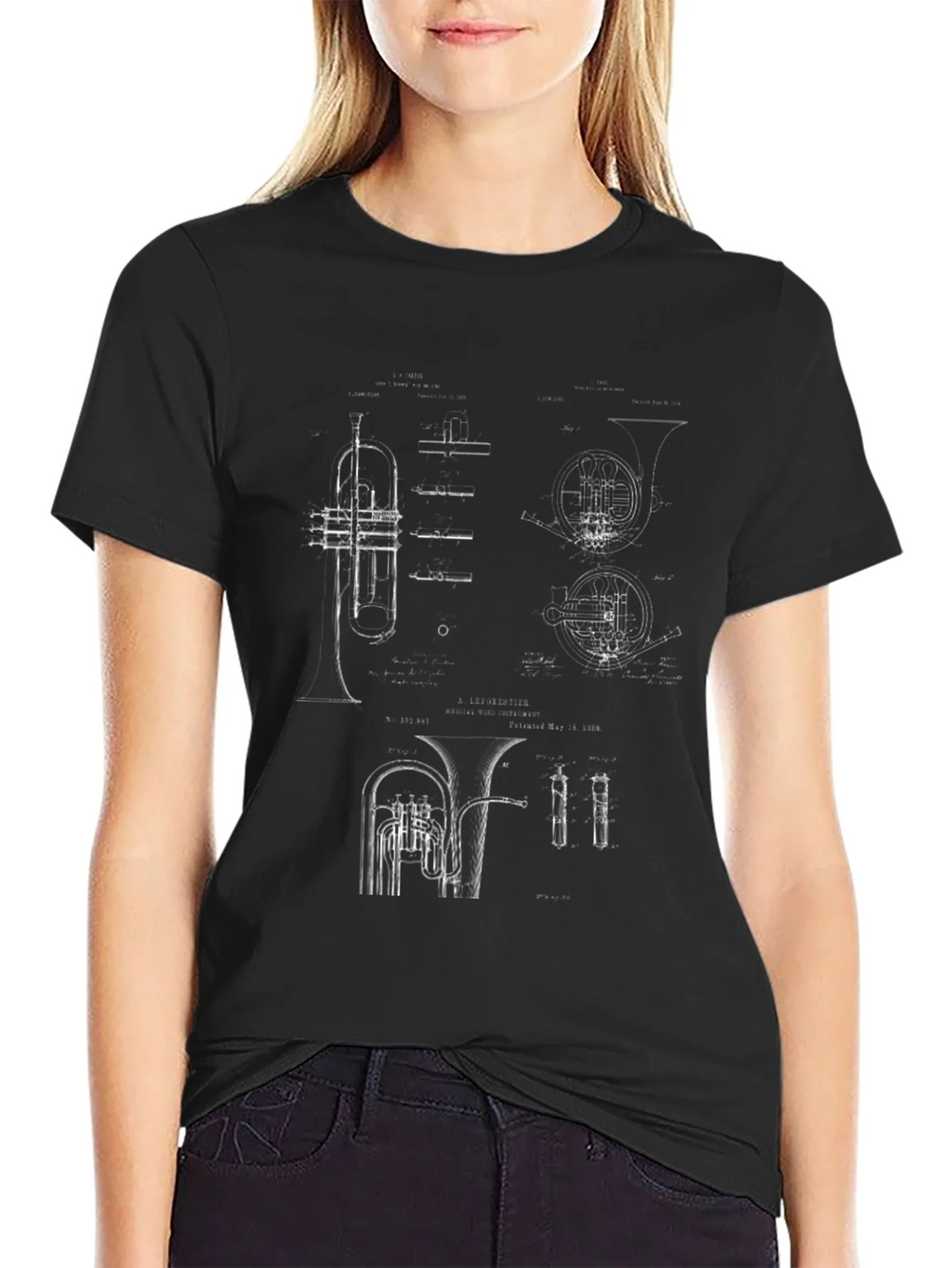 Musical Instrument Blueprint Graphic Tee product image 2