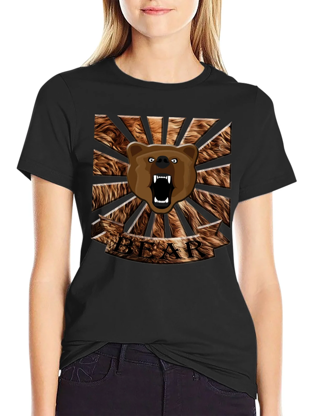 Roaring Bear Graphic T-Shirt - Mens Black Crew Neck Tee product image 2