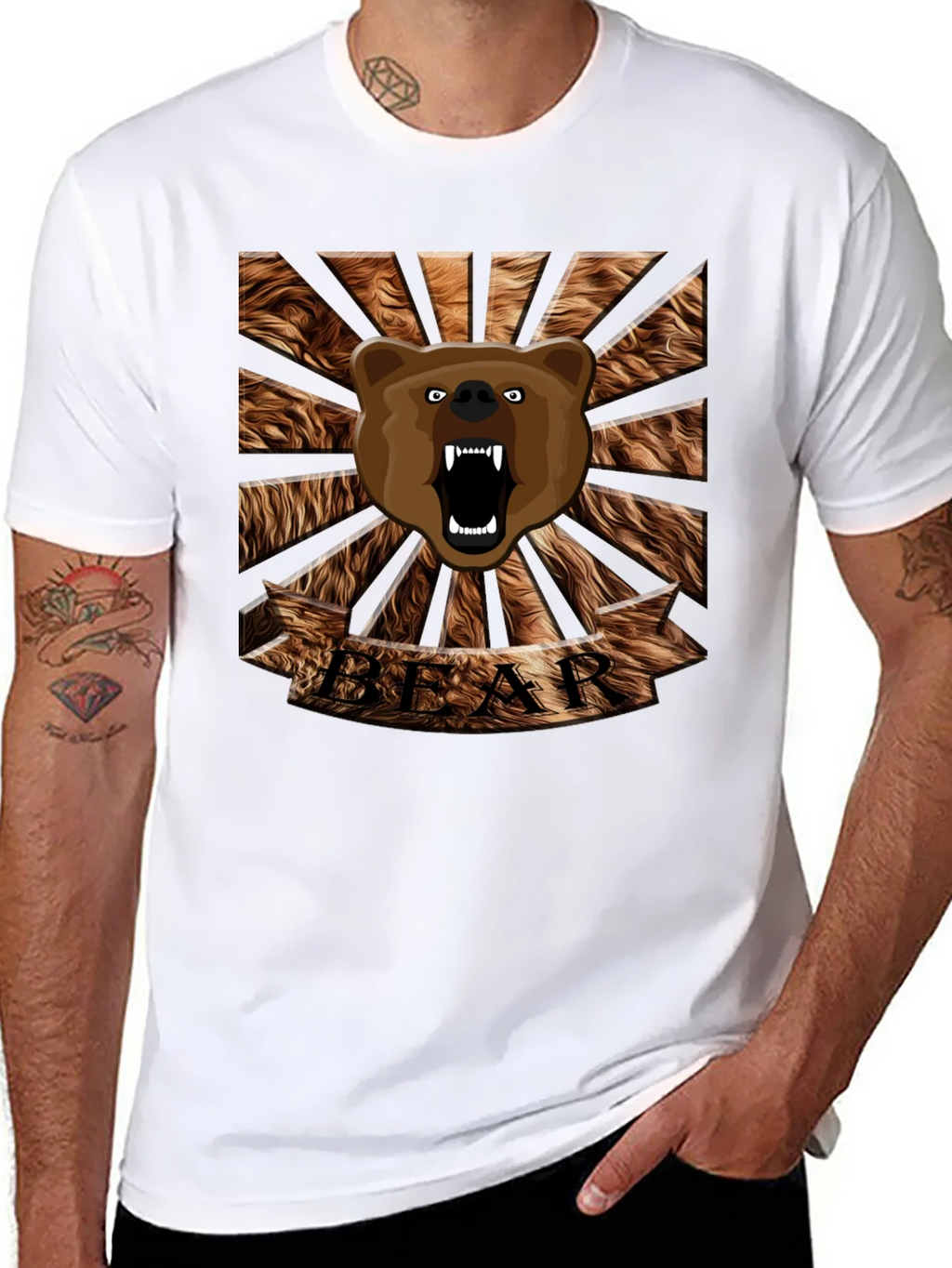 Roaring Bear Graphic T-Shirt - Mens Black Crew Neck Tee product image 7