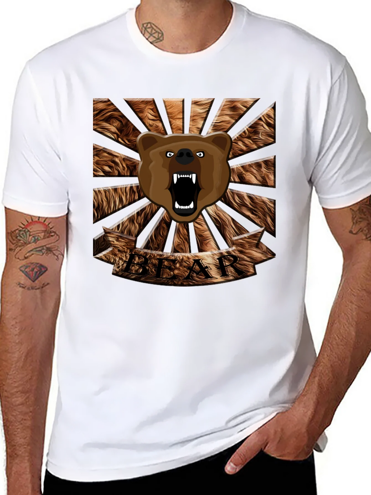 Roaring Bear Graphic T-Shirt - Mens Black Crew Neck Tee product image 7