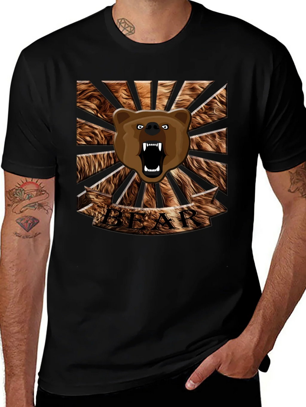 Roaring Bear Graphic T-Shirt - Mens Black Crew Neck Tee product image 1
