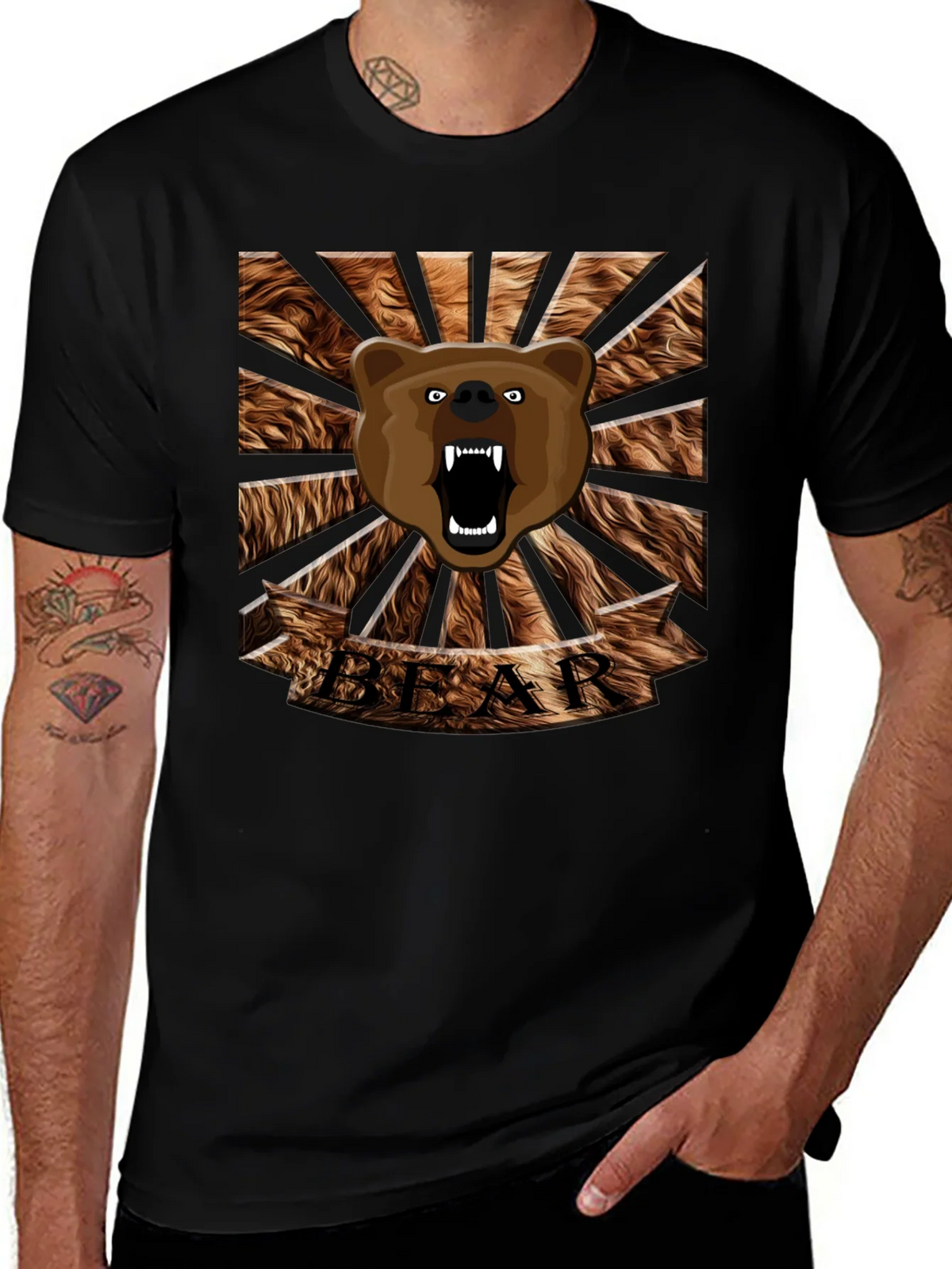 Roaring Bear Graphic T-Shirt - Mens Black Crew Neck Tee product image 1