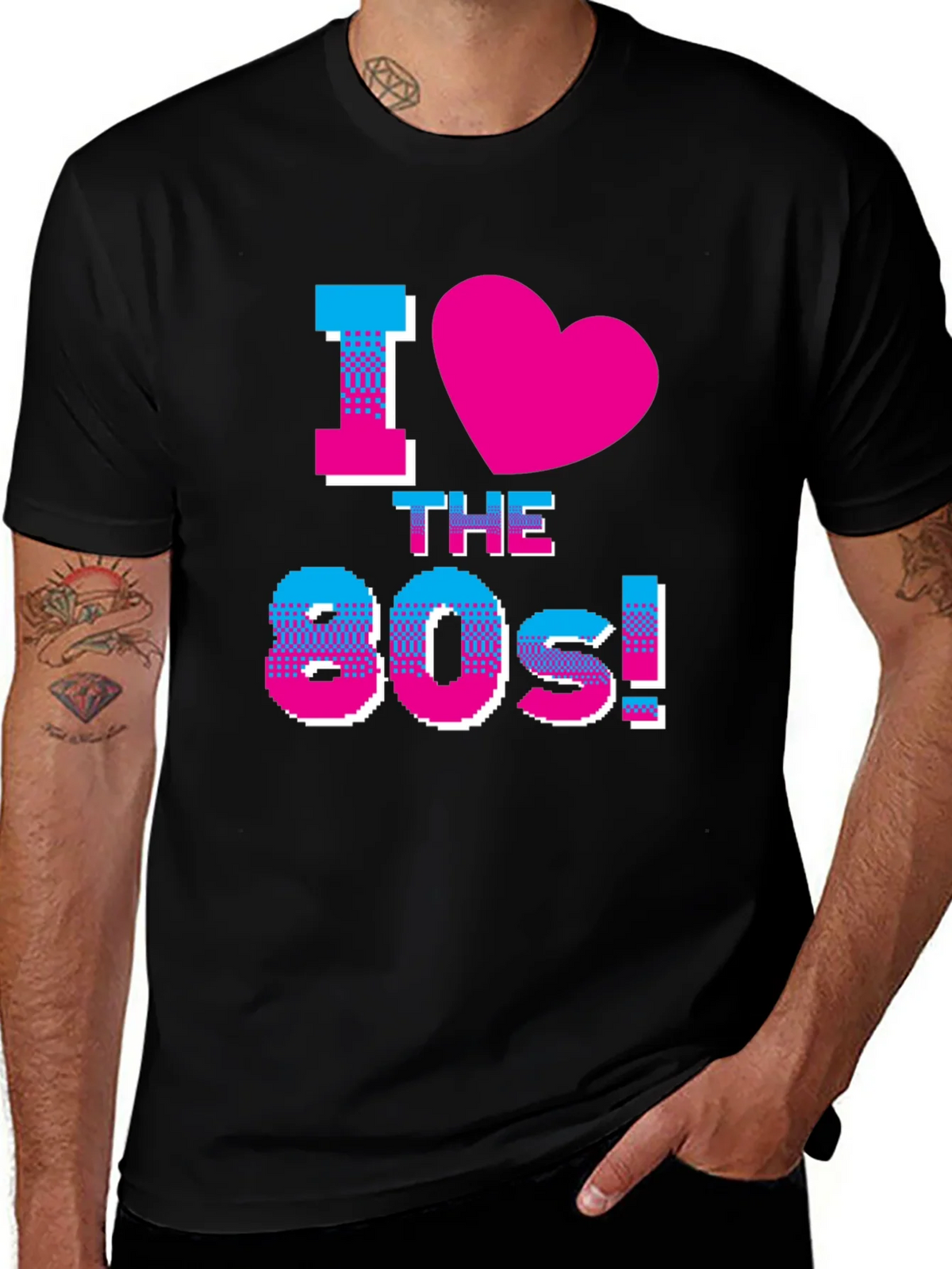 I Love the 80s Retro Graphic Black T-Shirt product image 1