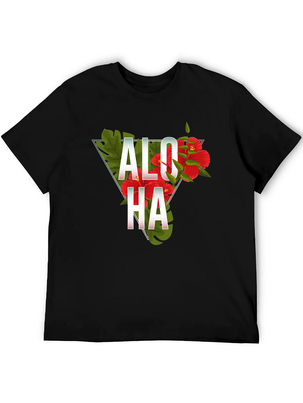 Aloha Floral Triangle Graphic Tee - Black product image 5
