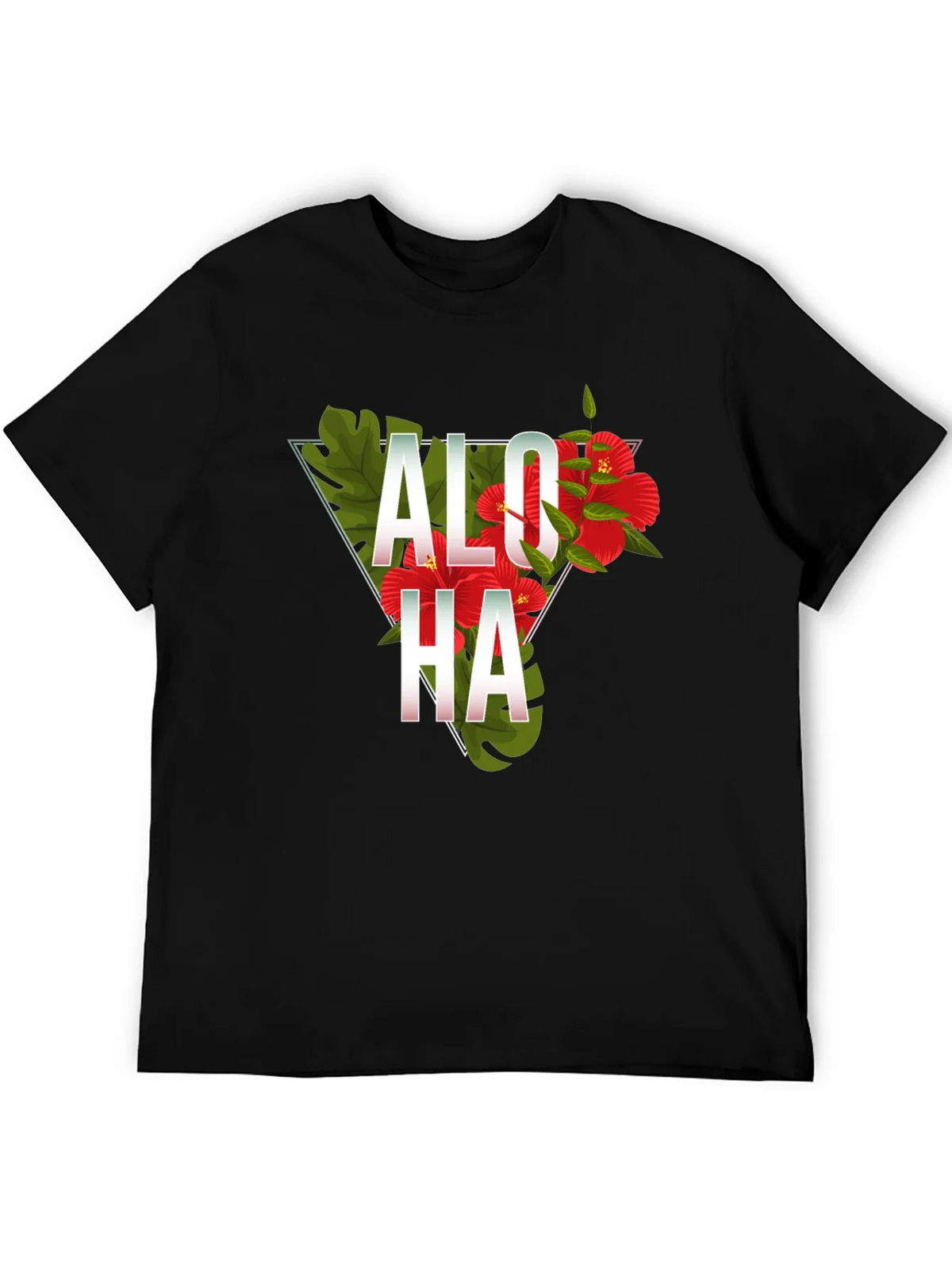 Aloha Floral Triangle Graphic Tee - Black product image 5