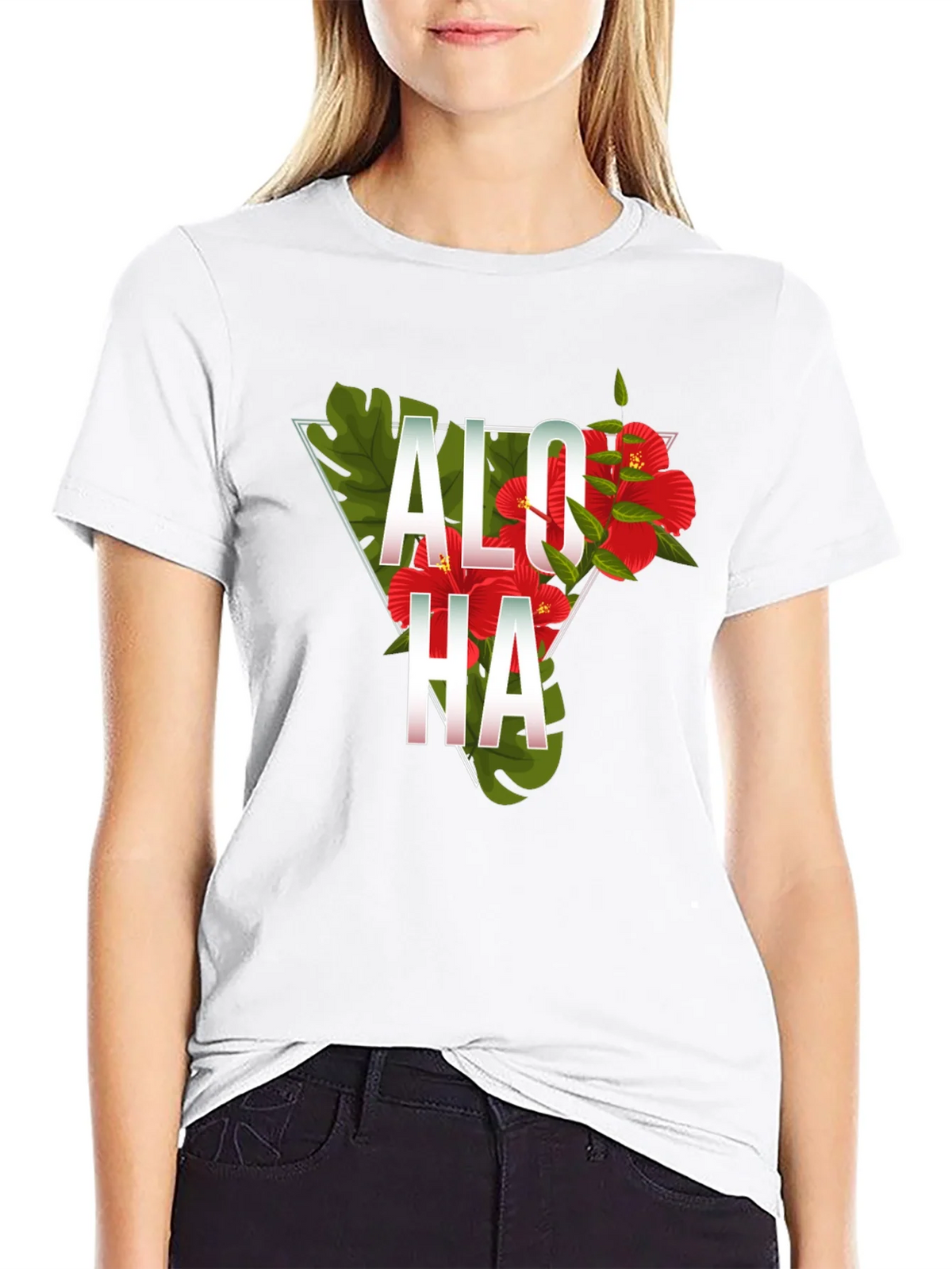 Aloha Floral Triangle Graphic Tee - Black product image 8
