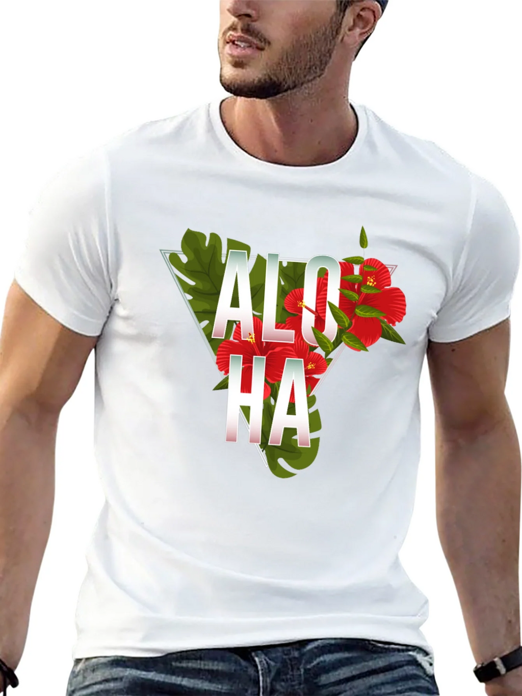 Aloha Floral Triangle Graphic Tee - Black product image 12