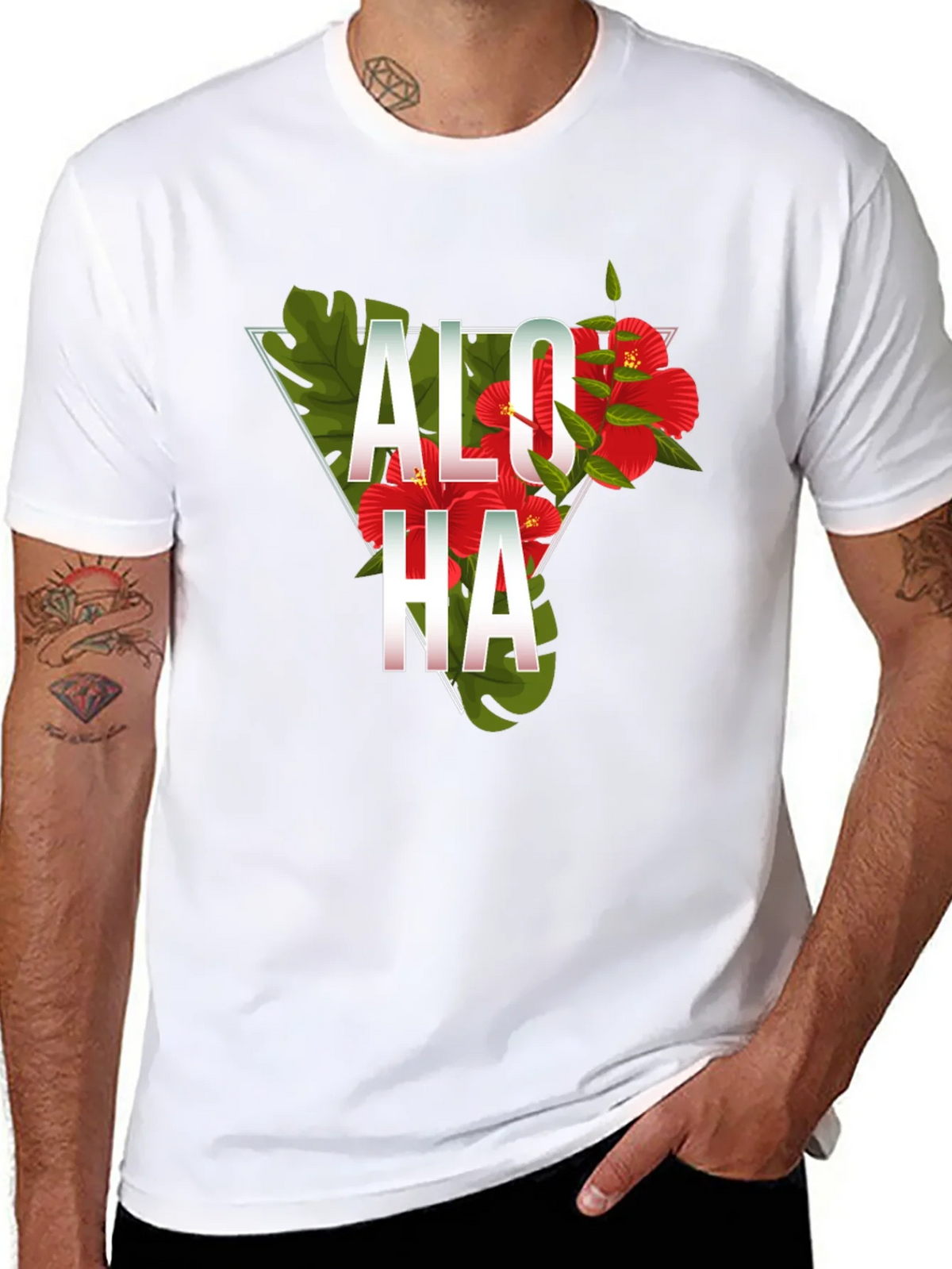 Aloha Floral Triangle Graphic Tee - Black product image 7