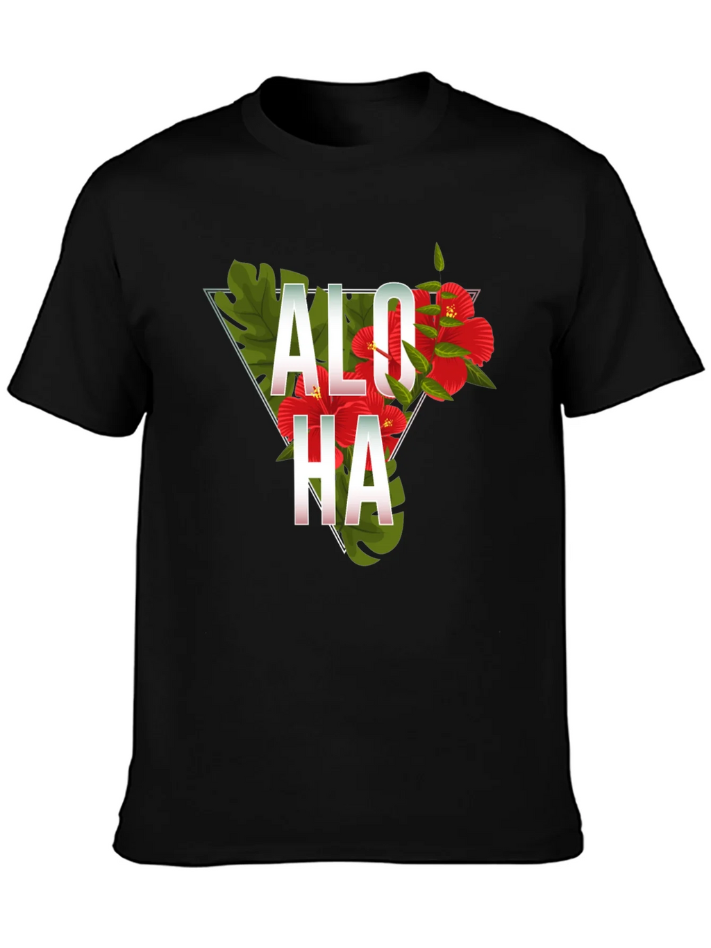 Aloha Floral Triangle Graphic Tee - Black product image 3
