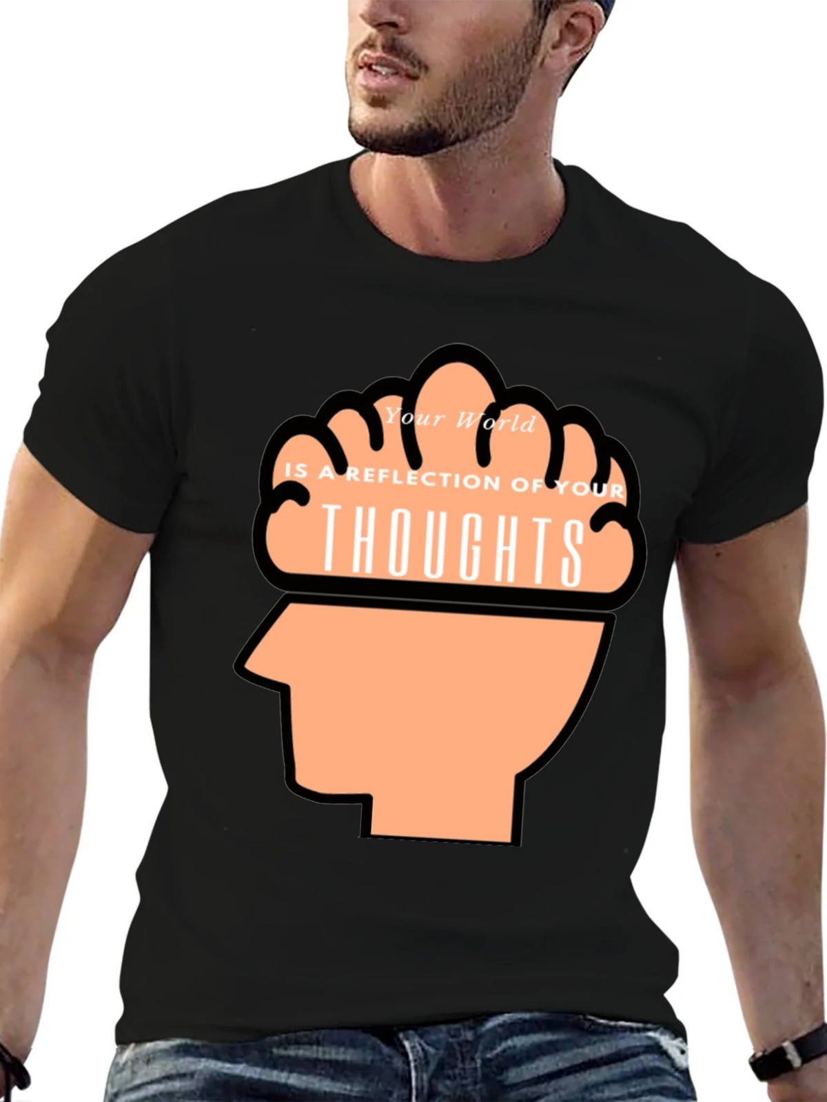 Thoughtful Reflection Graphic Tee - Mens Black T-Shirt product image 6