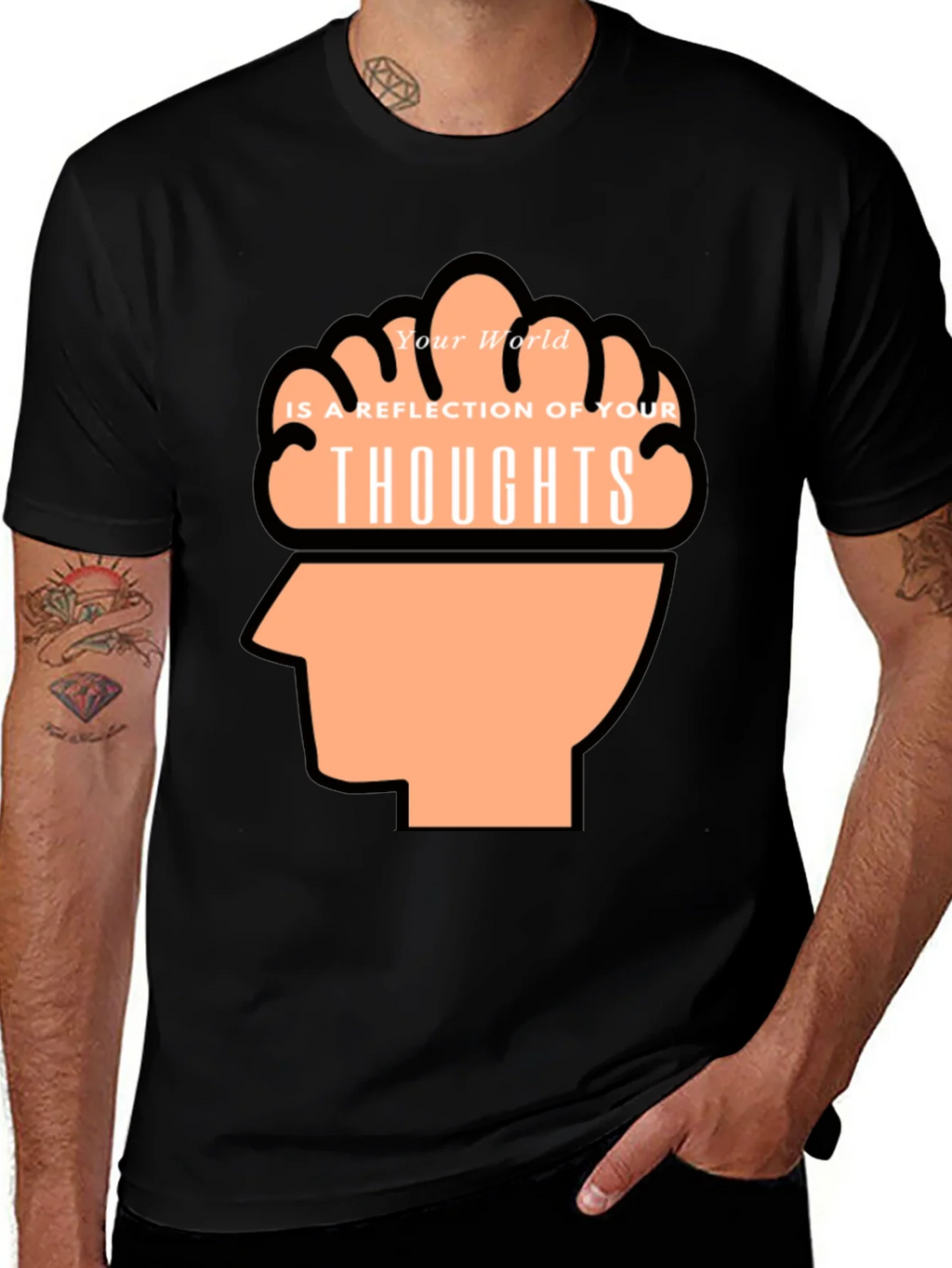 Thoughtful Reflection Graphic Tee - Mens Black T-Shirt product image 1