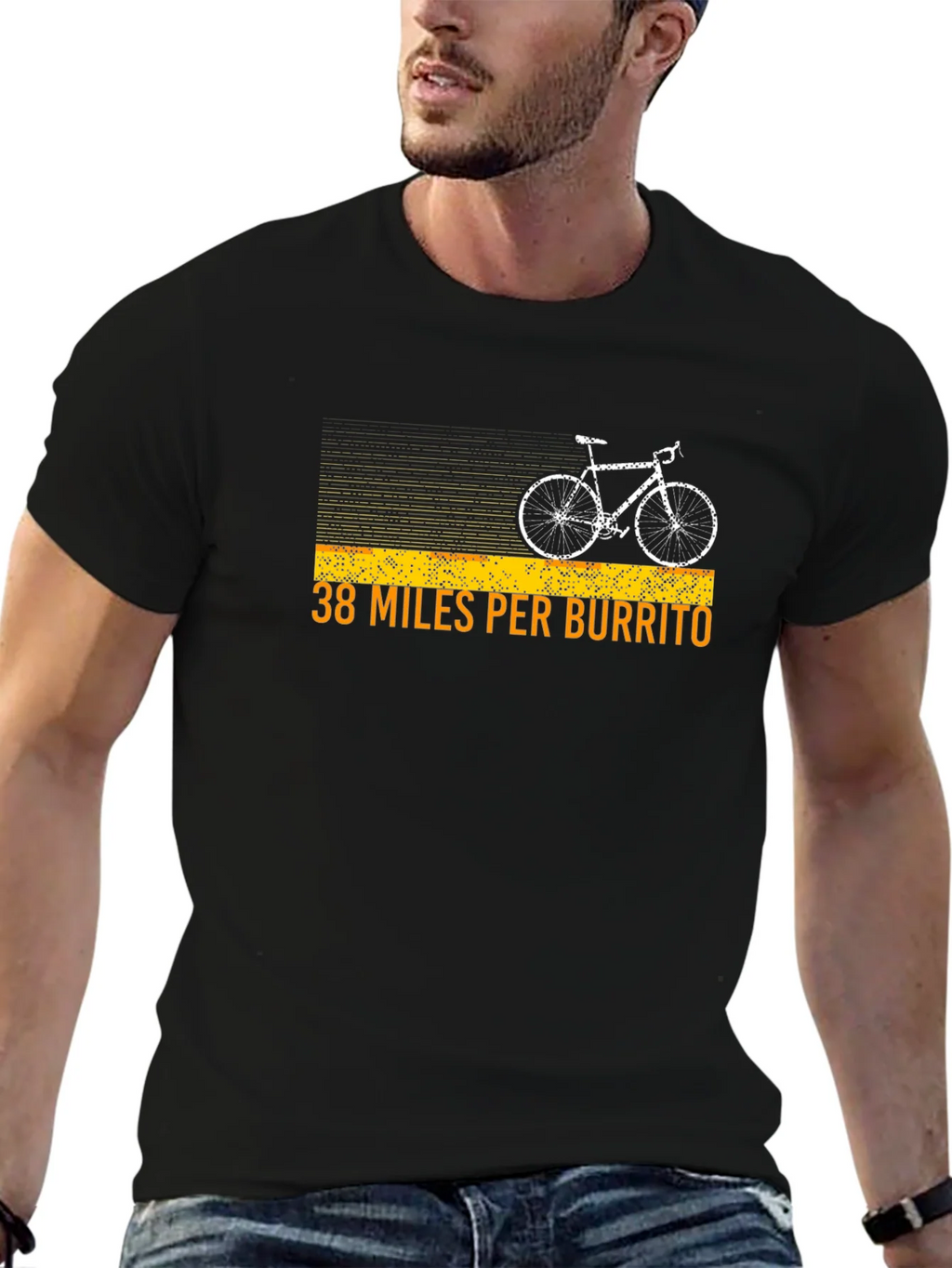 38 Miles Per Burrito Funny Cycling T-Shirt product image 6
