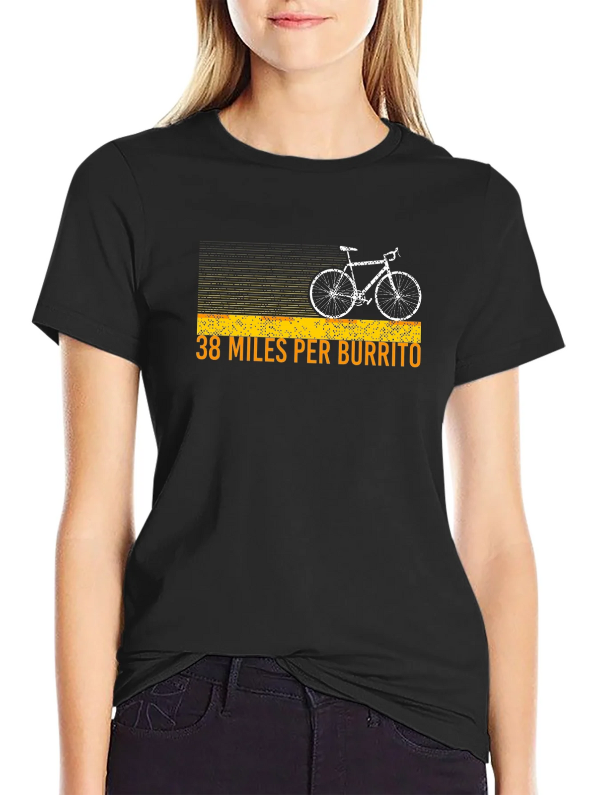 38 Miles Per Burrito Funny Cycling T-Shirt product image 2