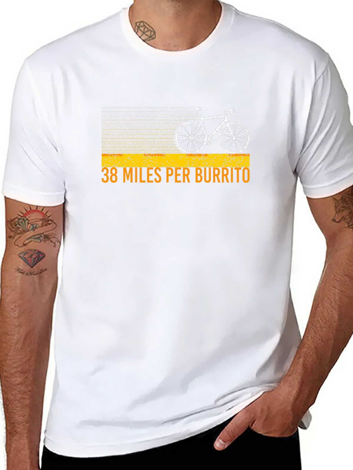 38 Miles Per Burrito Funny Cycling T-Shirt product image 7