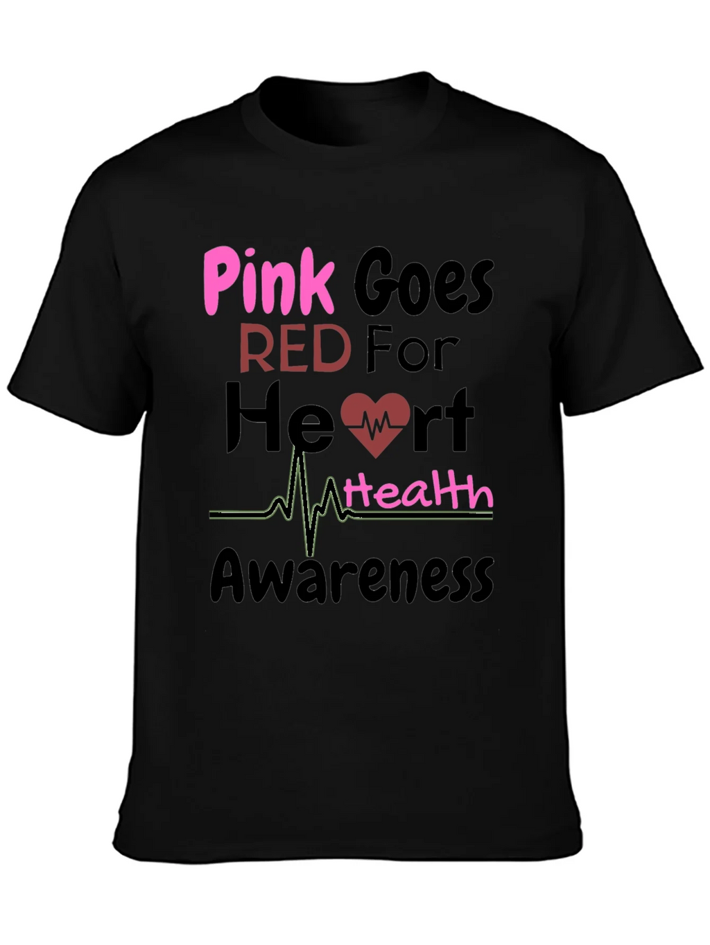 Pink Goes Red Heart Health Awareness T-Shirt product image 3