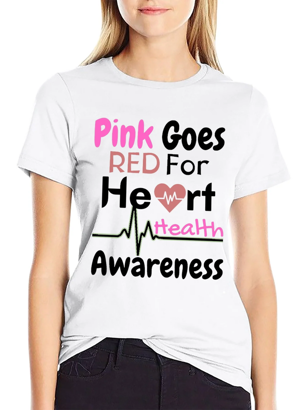 Pink Goes Red Heart Health Awareness T-Shirt product image 8