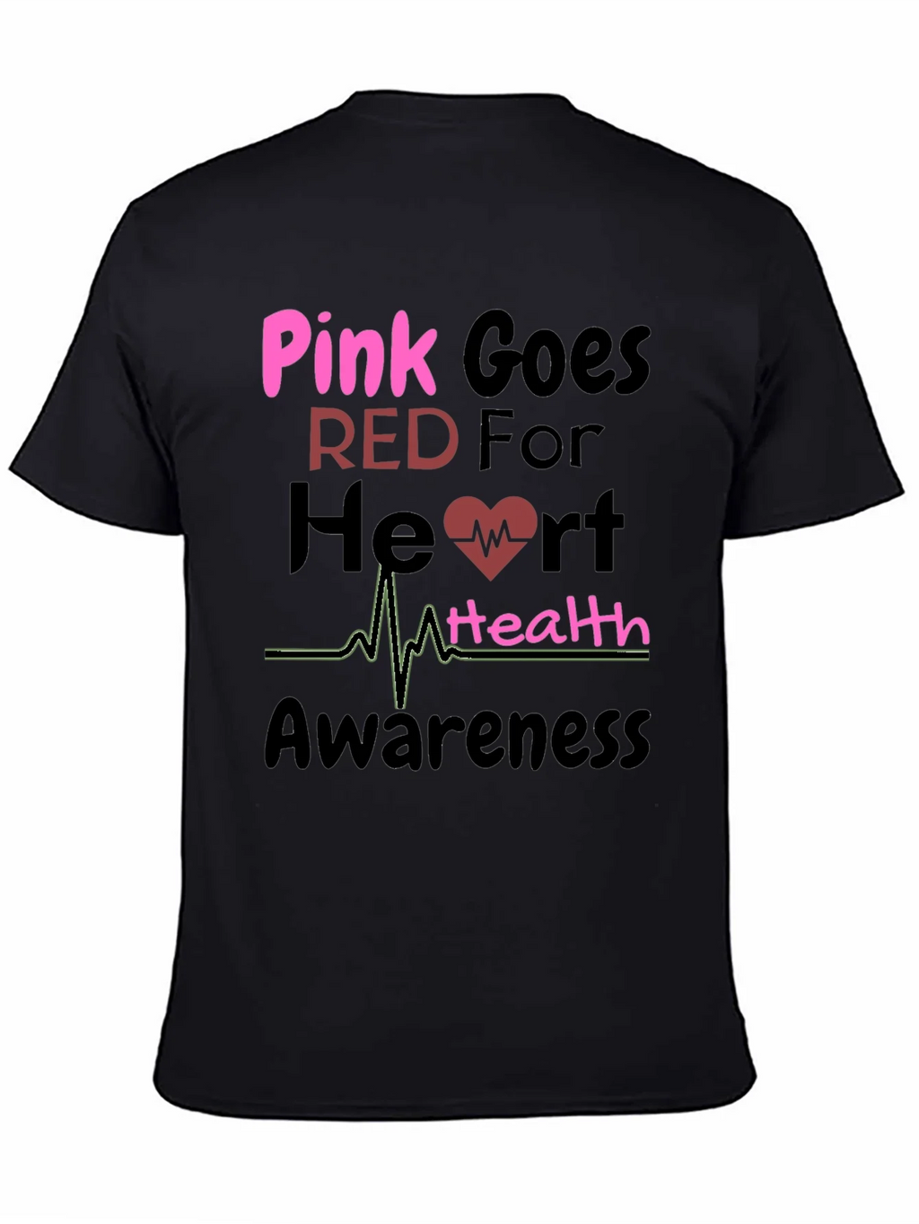 Pink Goes Red Heart Health Awareness T-Shirt product image 4