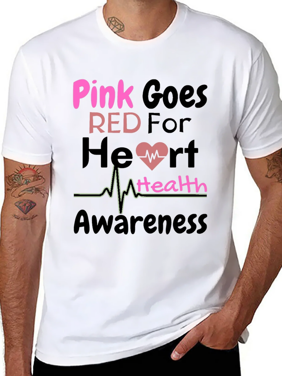 Pink Goes Red Heart Health Awareness T-Shirt product image 7