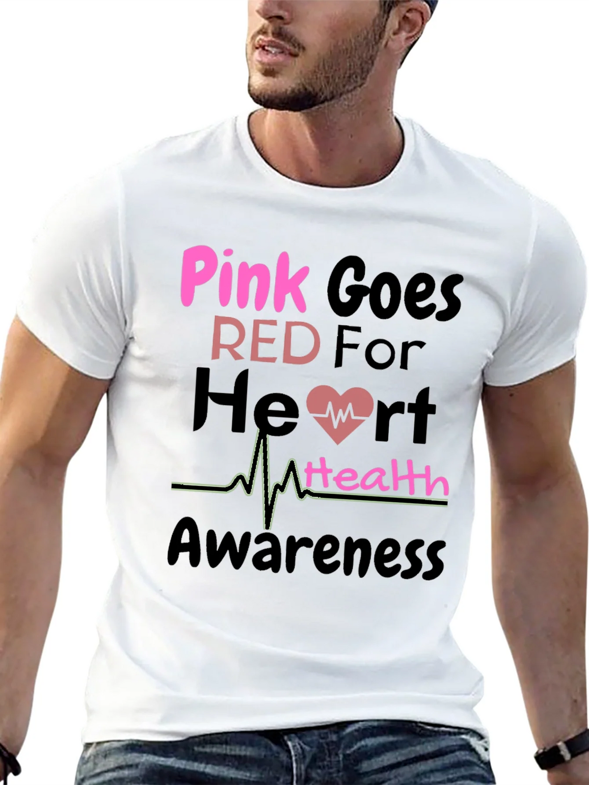 Pink Goes Red Heart Health Awareness T-Shirt product image 12