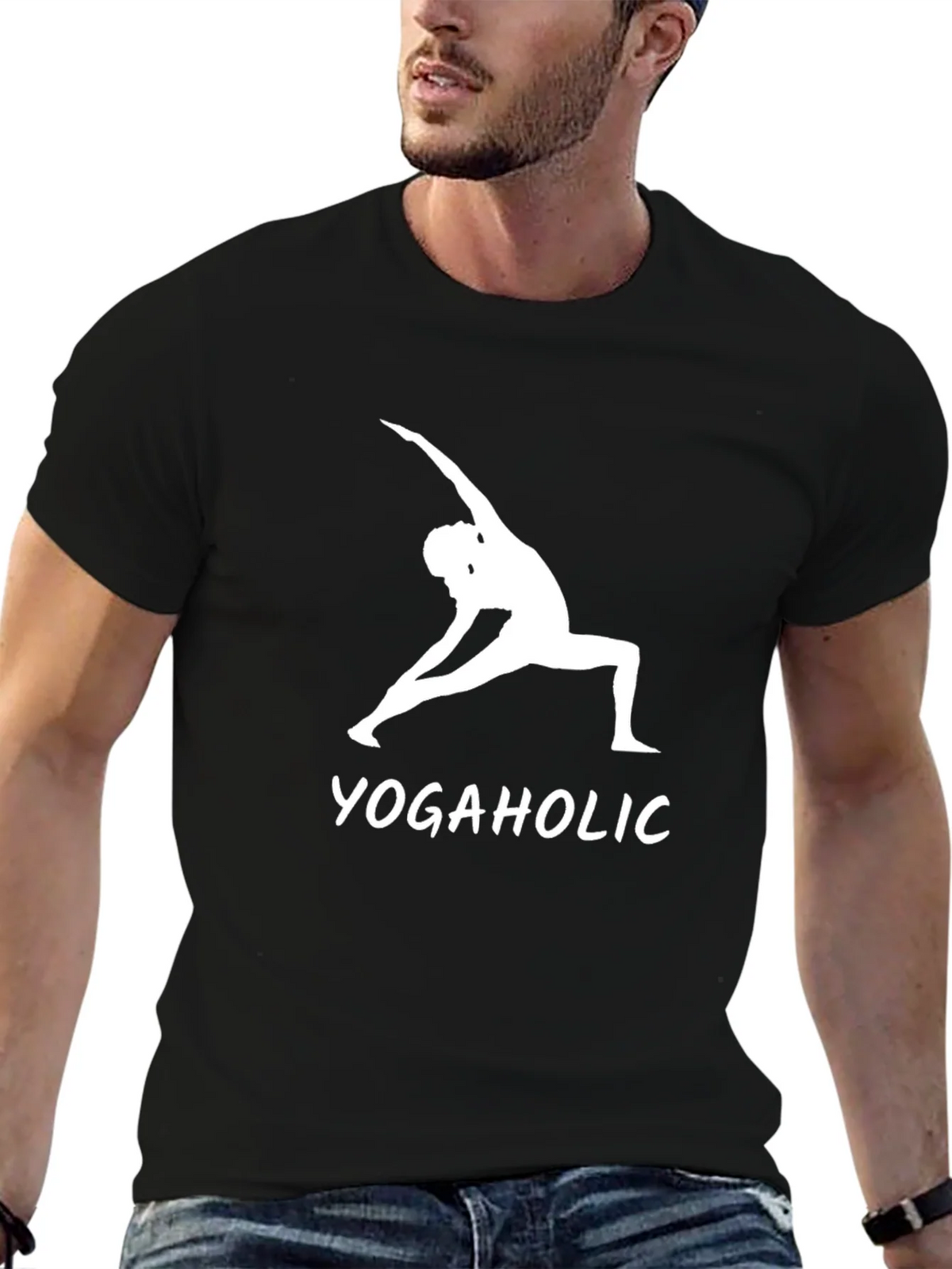 Yogaholic Graphic Tee - Black Cotton T-Shirt product image 6