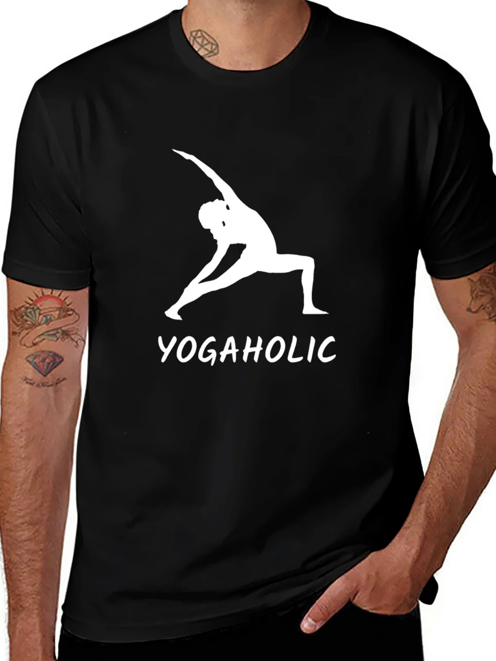 Yogaholic Graphic Tee - Black Cotton T-Shirt product image 1