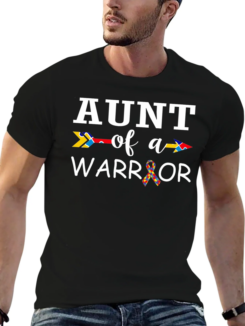 Aunt of a Warrior Autism Awareness T-Shirt product image 6