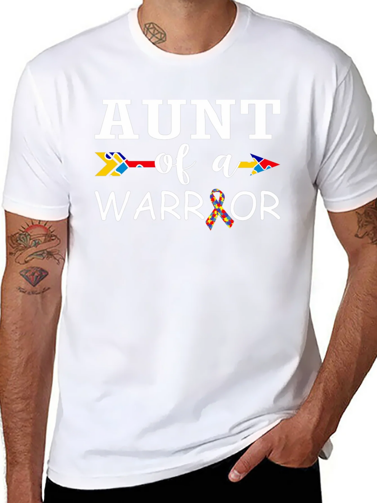 Aunt of a Warrior Autism Awareness T-Shirt product image 7