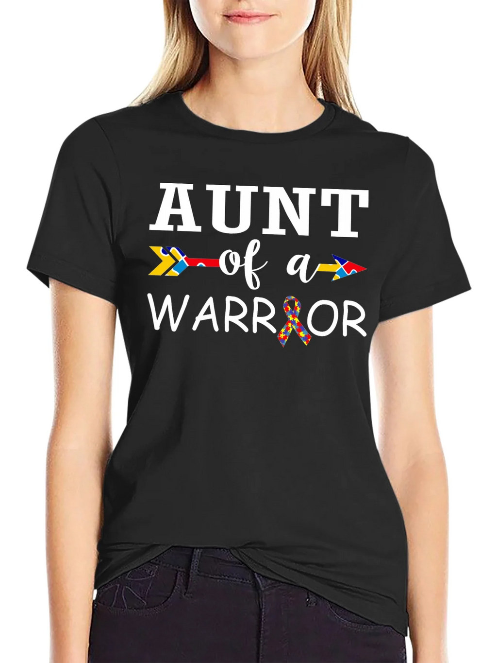 Aunt of a Warrior Autism Awareness T-Shirt product image 2