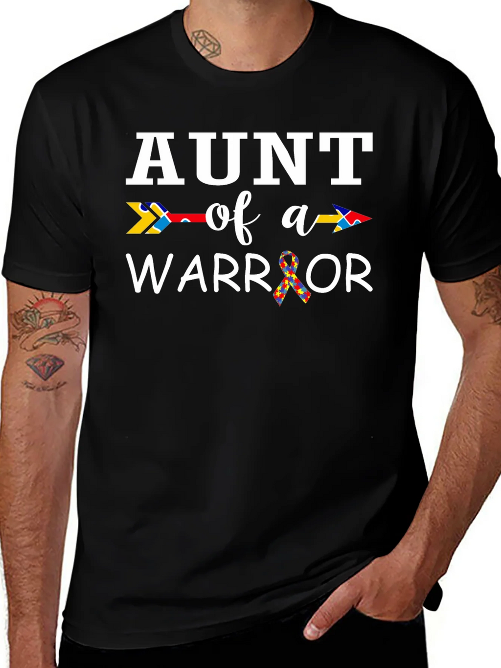 Aunt of a Warrior Autism Awareness T-Shirt product image 1