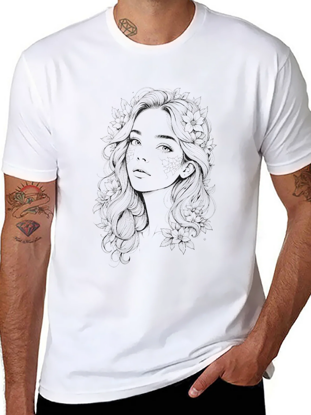 Mens Black Graphic Tee - Dark Silhouette Design product image 7