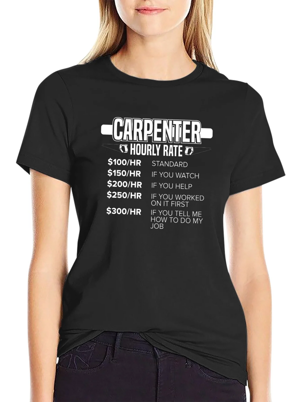Carpenter Hourly Rate Graphic Tee - Funny Job Humor T-Shirt product image 2