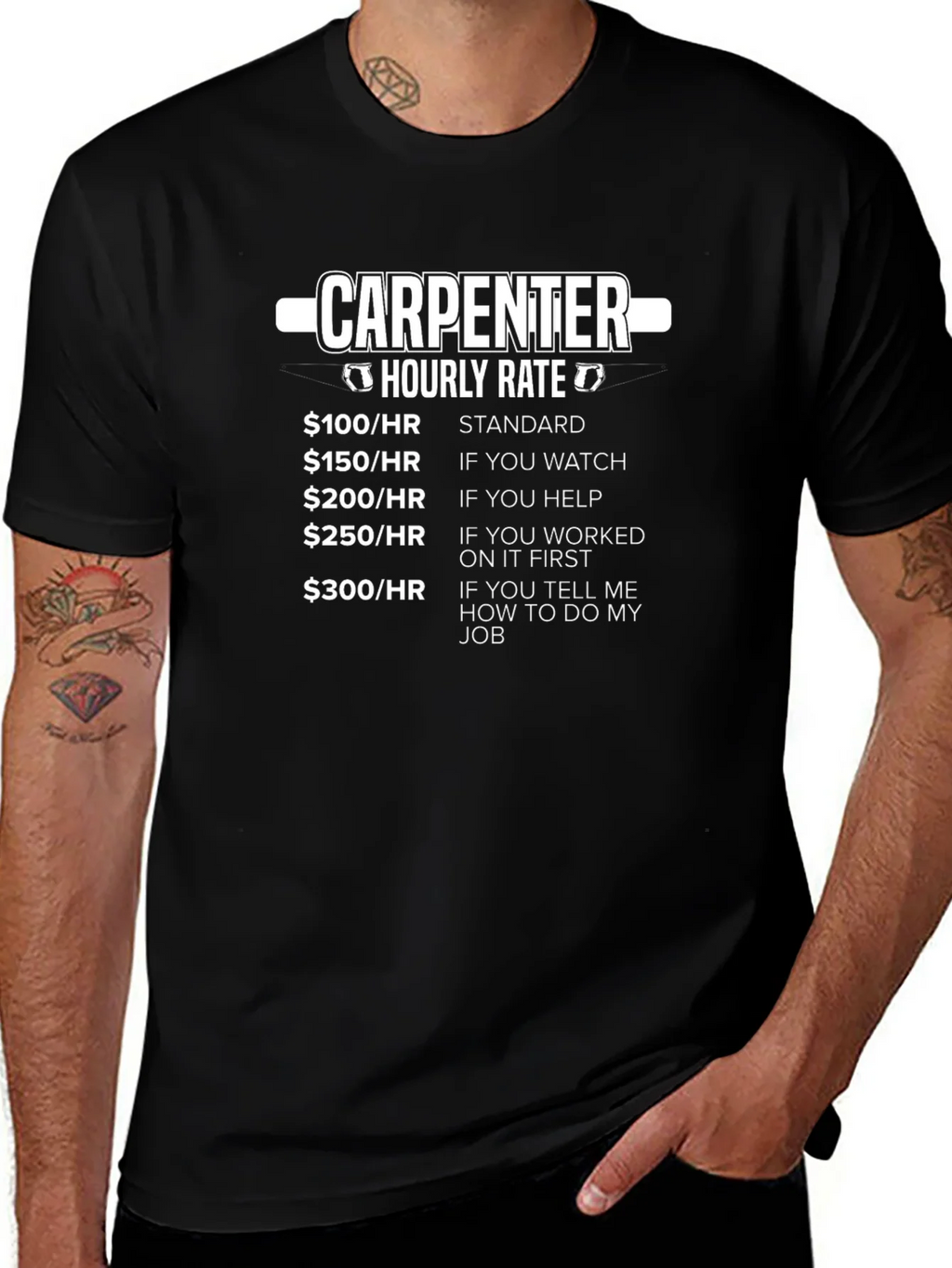 Carpenter Hourly Rate Graphic Tee - Funny Job Humor T-Shirt product image 1
