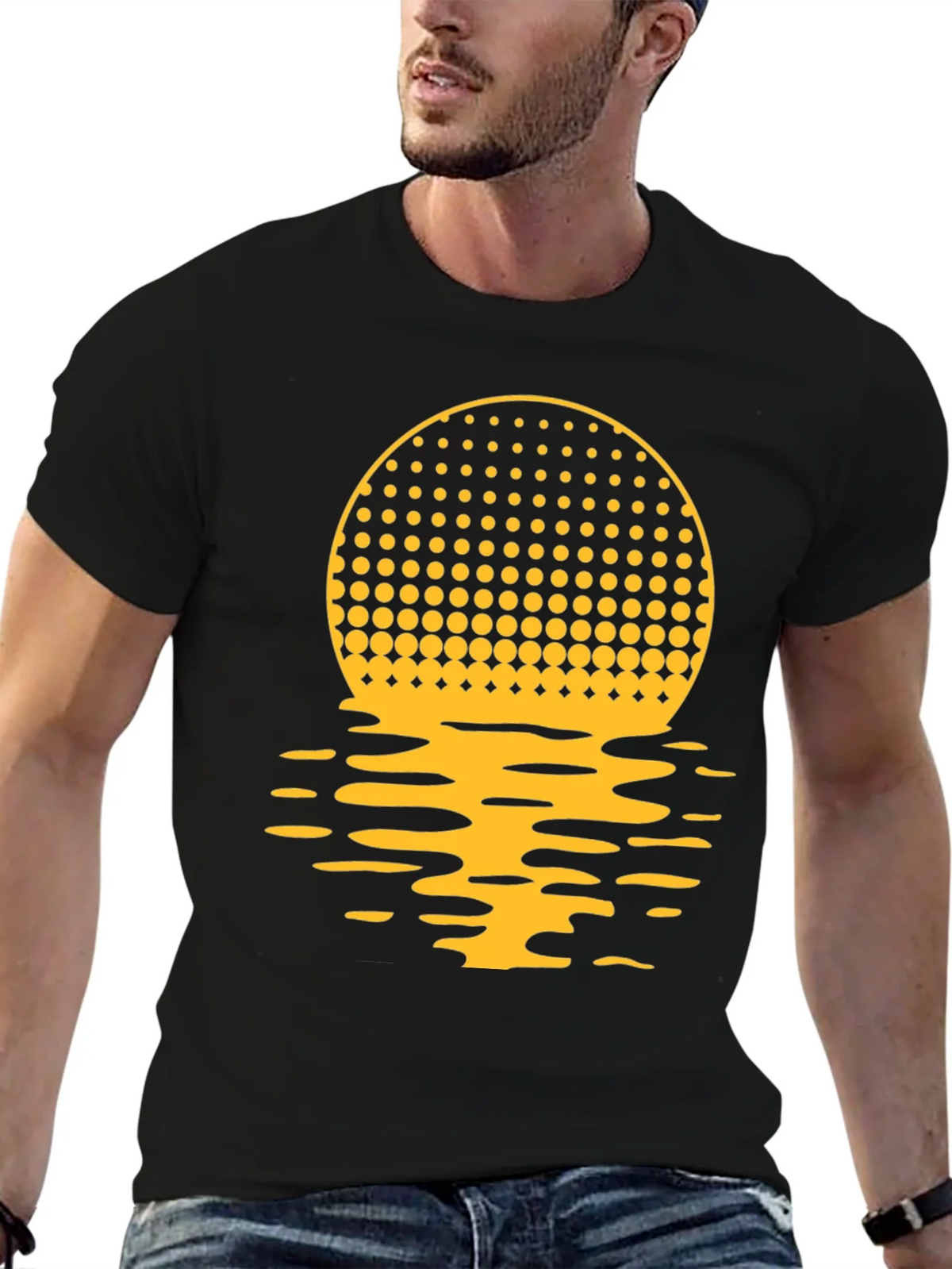 Sunset Halftone Graphic Tee - Black product image 6