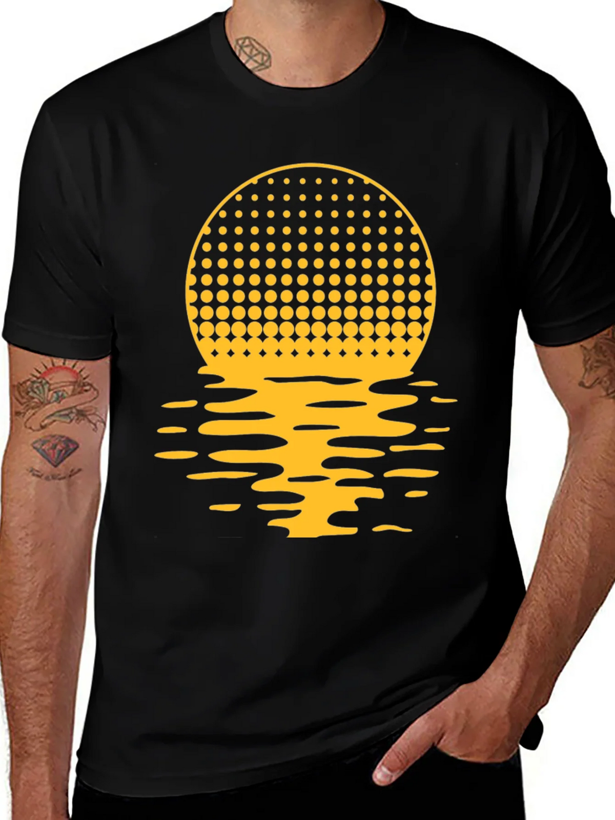 Sunset Halftone Graphic Tee - Black product image 1