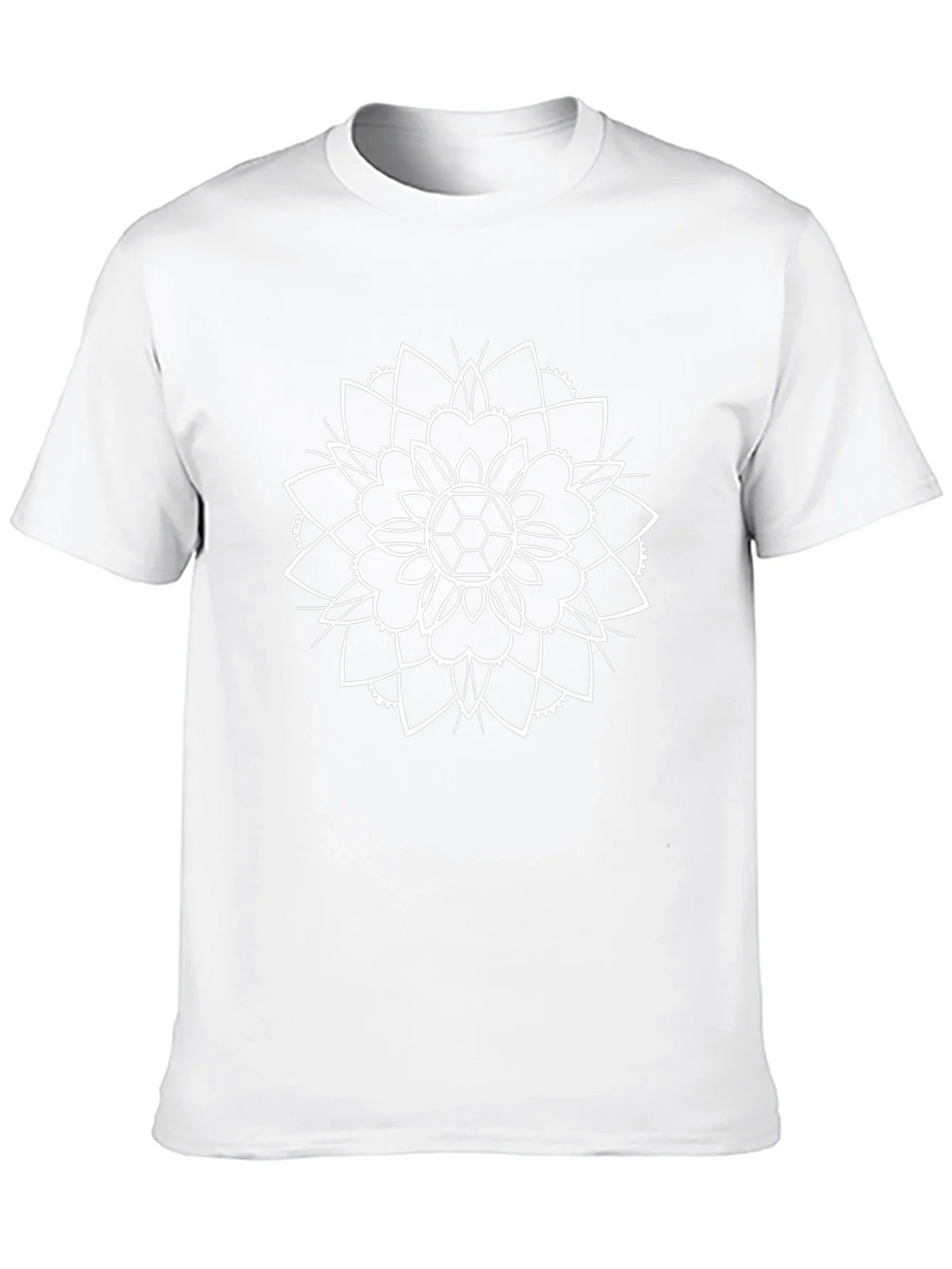 Black Tee with White Geometric Mandala Design product image 9