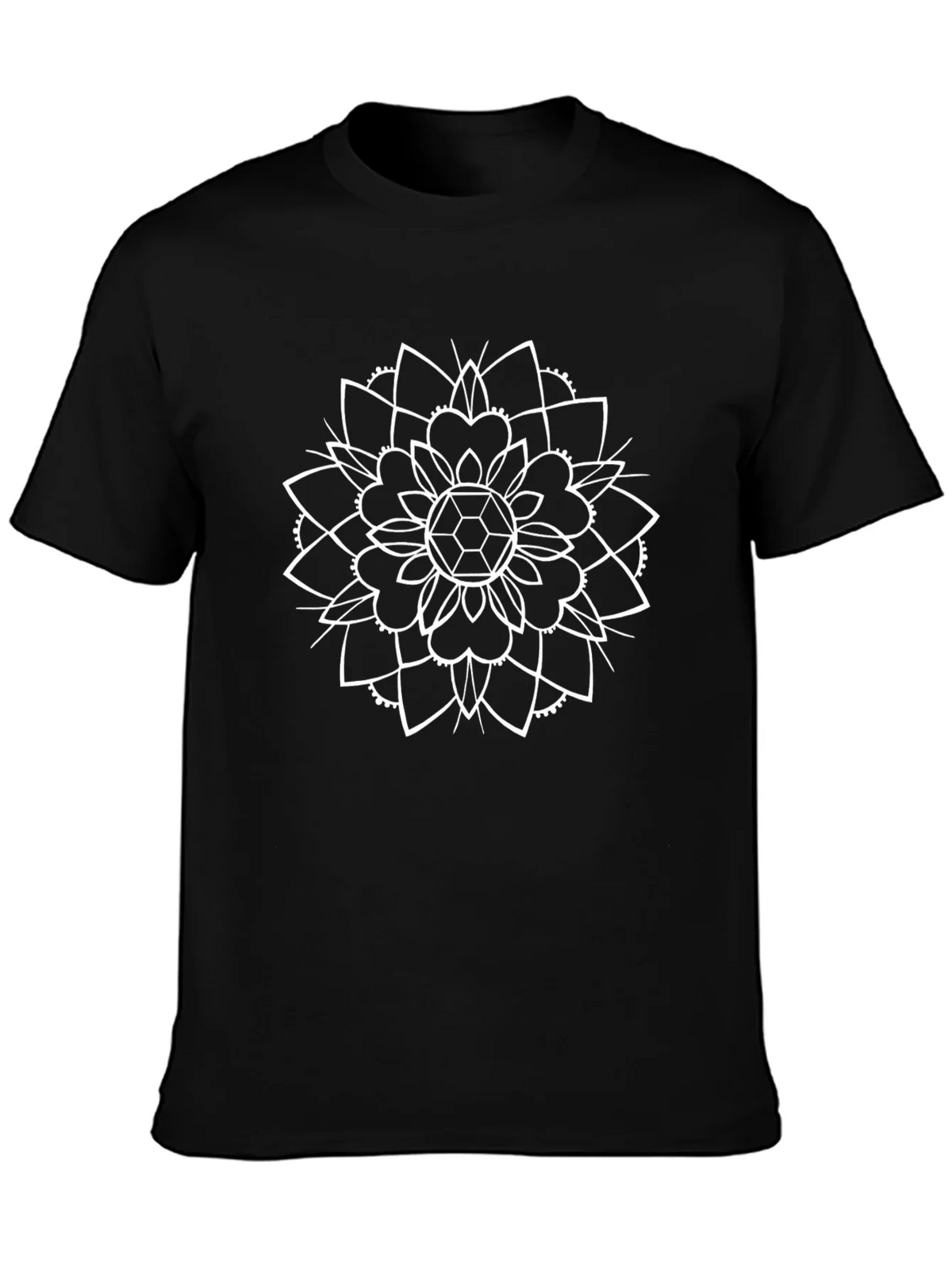 Black Tee with White Geometric Mandala Design product image 3