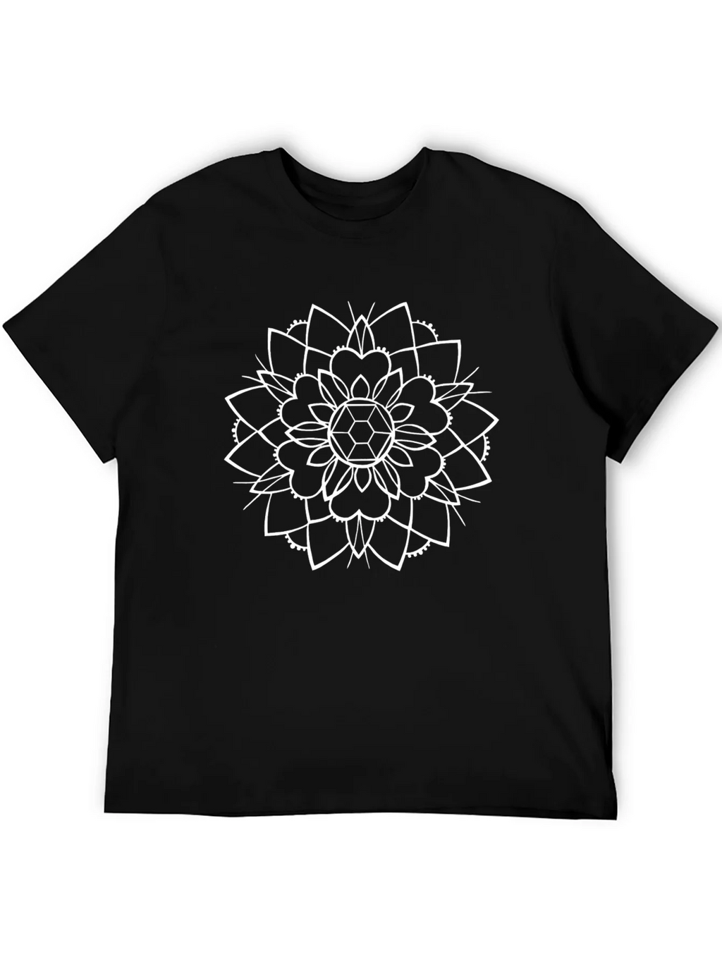 Black Tee with White Geometric Mandala Design product image 5