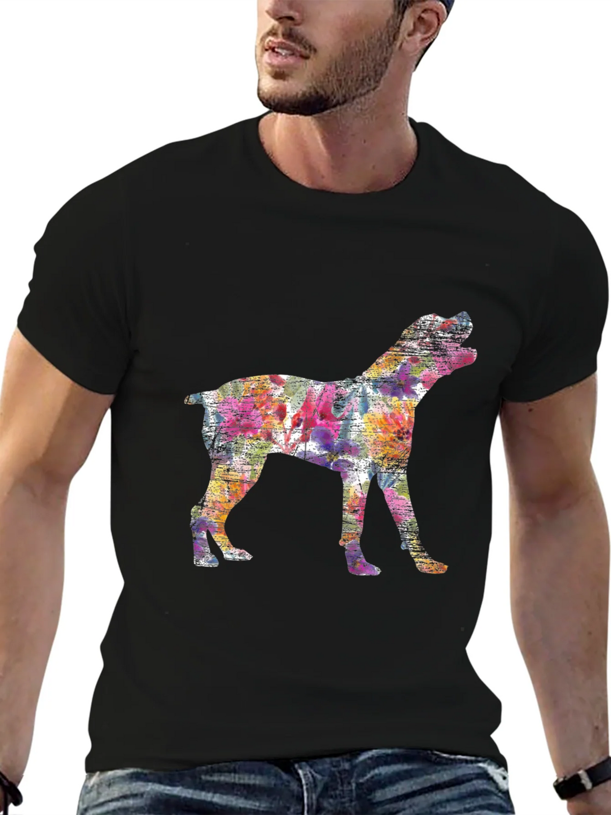 Vibrant Boxer Dog Silhouette Tee - Artistic Animal Lovers product image 6