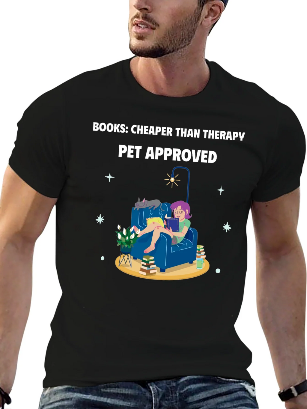 Books: Cheaper Than Therapy T-Shirt product image 6