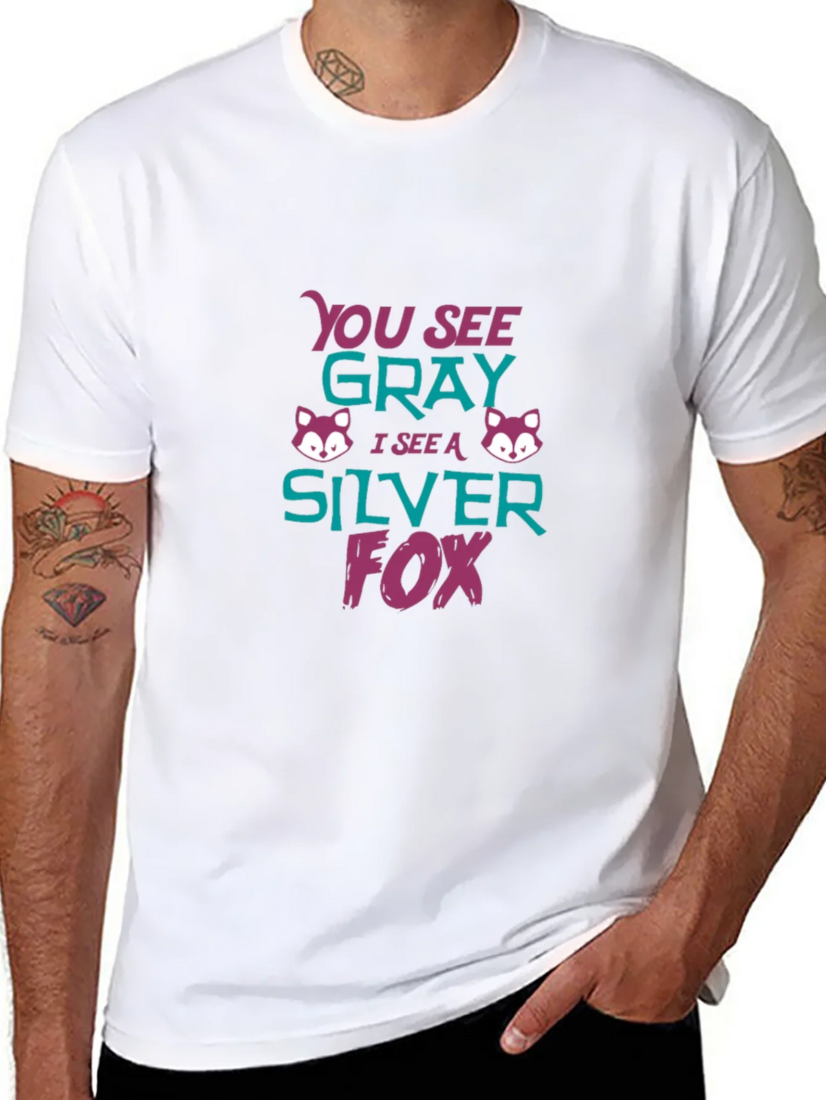 Silver Fox Tee - You See Gray Funny Graphic T-Shirt product image 7